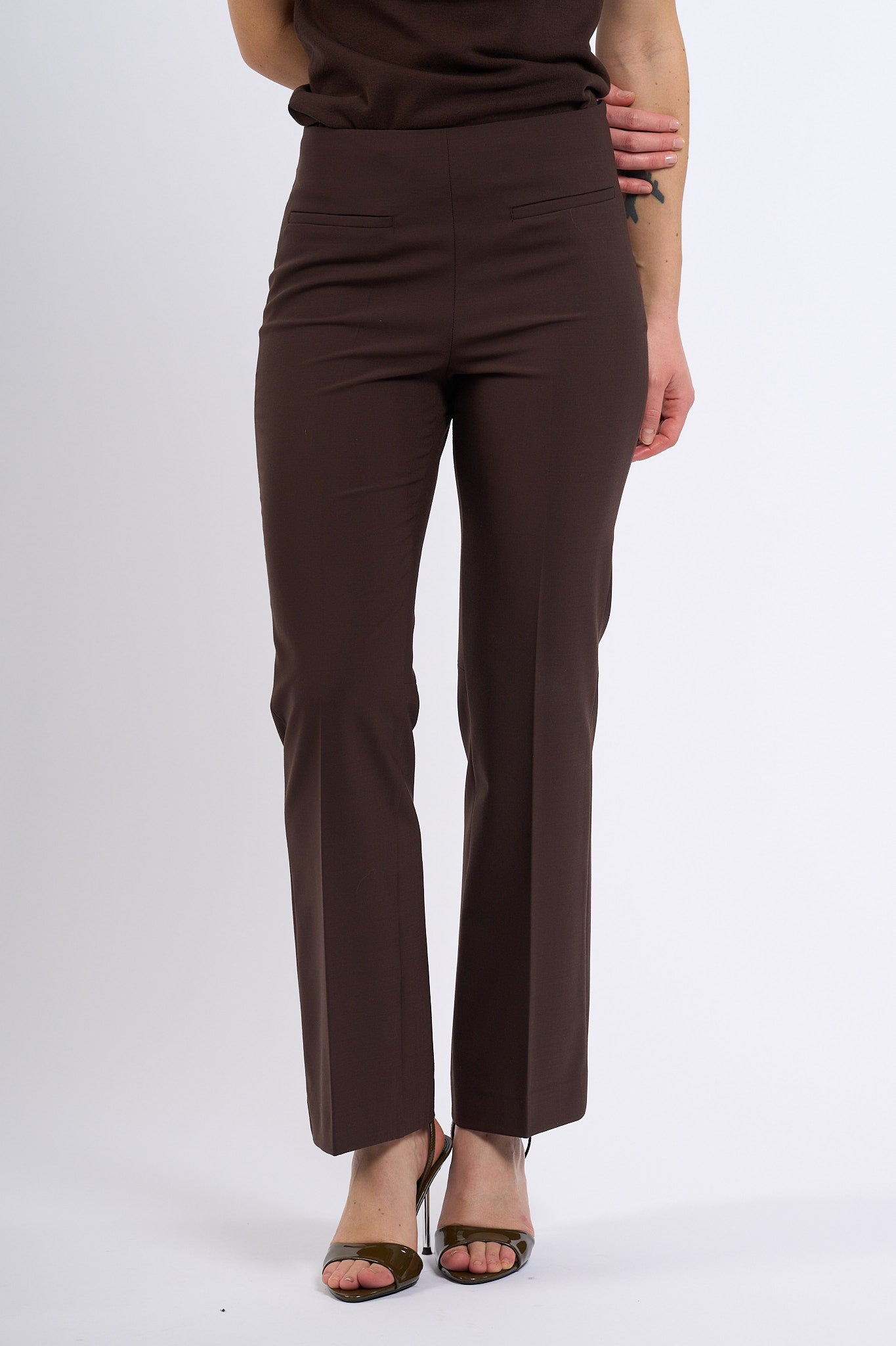 Semicouture Pantalone ESTEFANIA Trombetta Cacao Donna-3