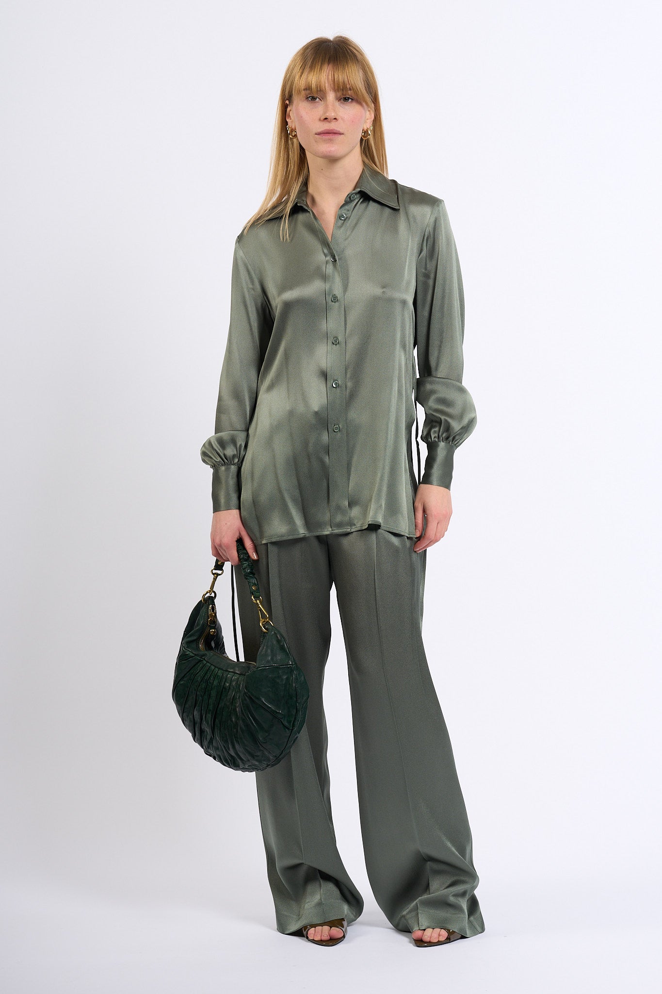 Semicouture Pantalone JASONE misto Seta Verde Donna-6