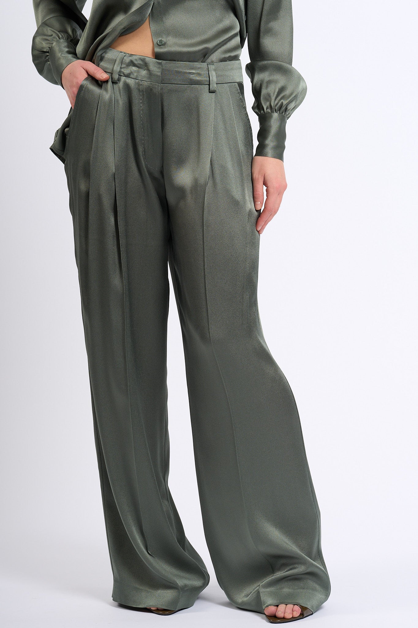 Semicouture Pantalone JASONE misto Seta Verde Donna-3