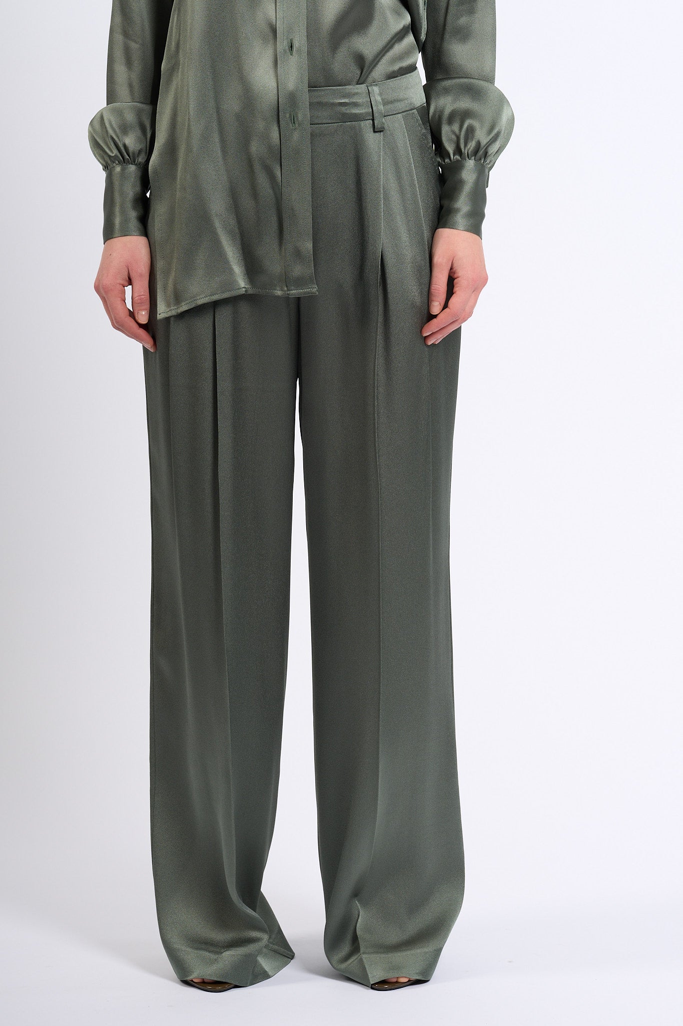 Semicouture Pantalone JASONE misto Seta Verde Donna-5
