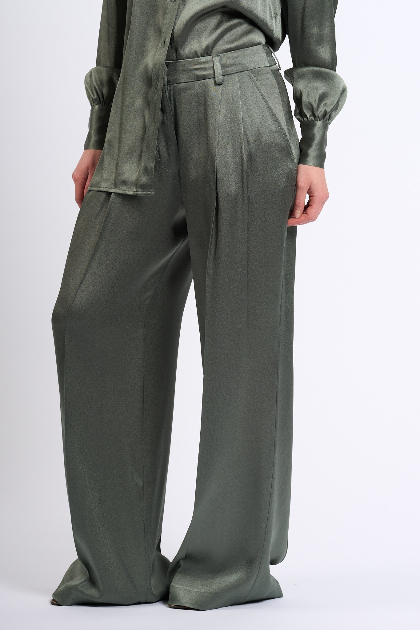 Semicouture Pantalone JASONE misto Seta Verde Donna-2