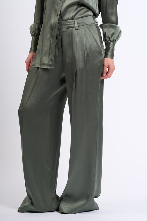 Semicouture Pantalone JASONE misto Seta Verde Donna-2