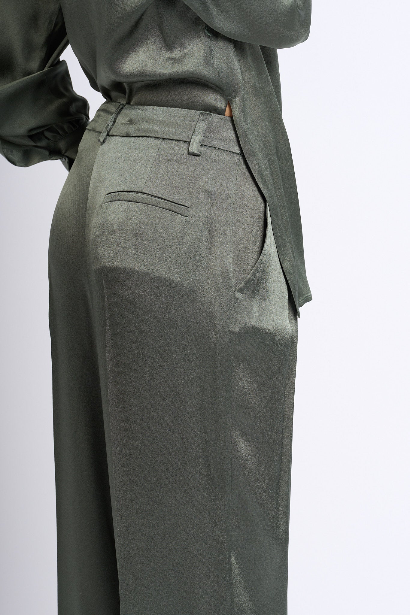 Semicouture Pantalone JASONE misto Seta Verde Donna-4
