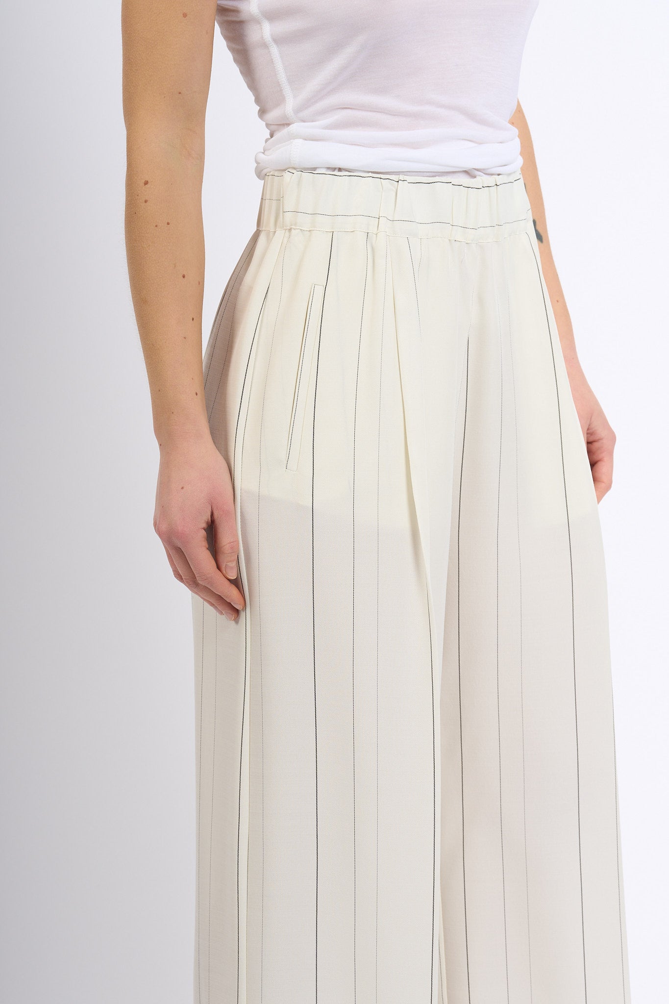 Semicouture Pantalone JHONNY Viscosa Bianco/Nero Donna-6