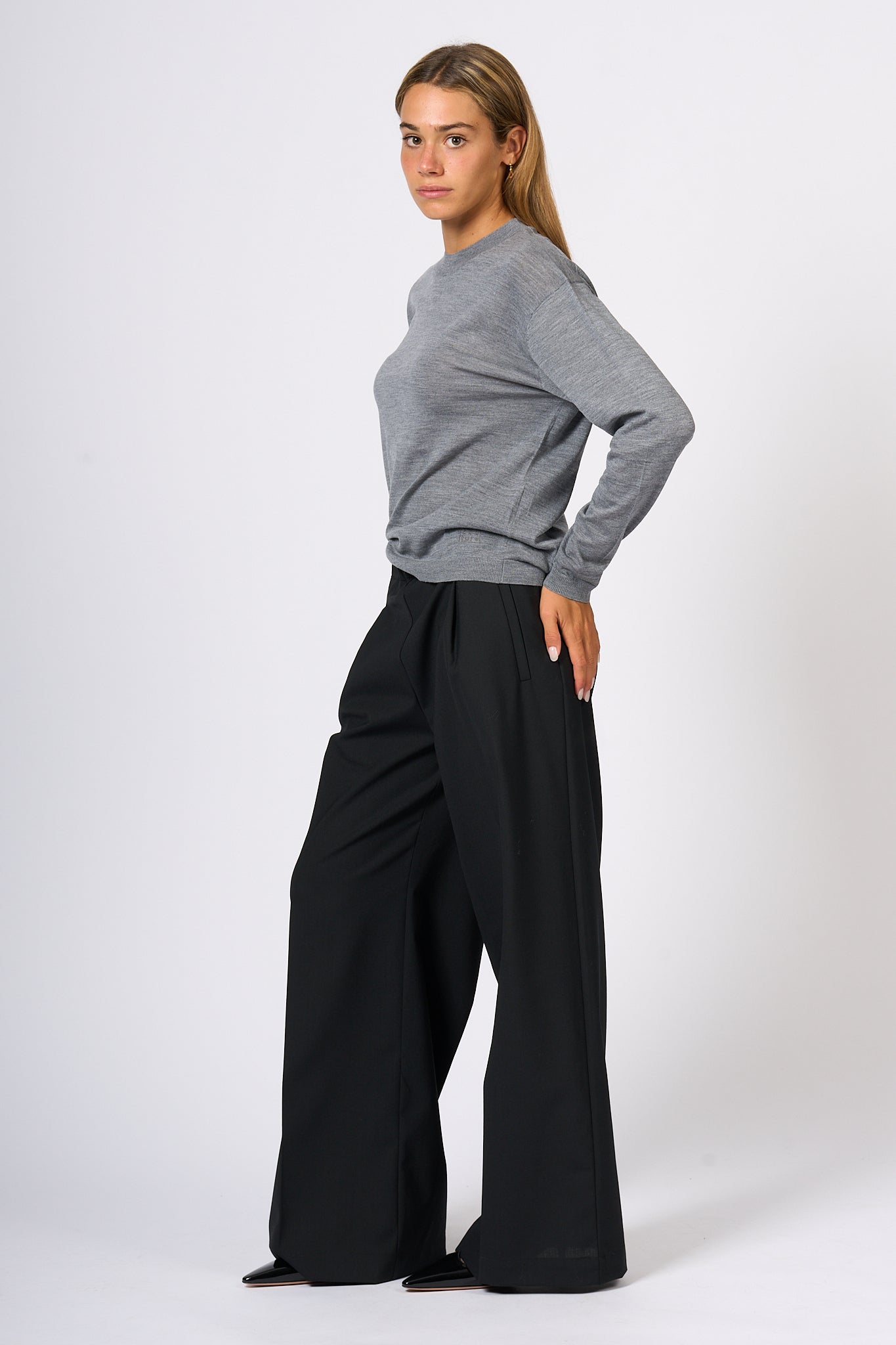 Semicouture Pantaloni Palazzo Nero Donna-5