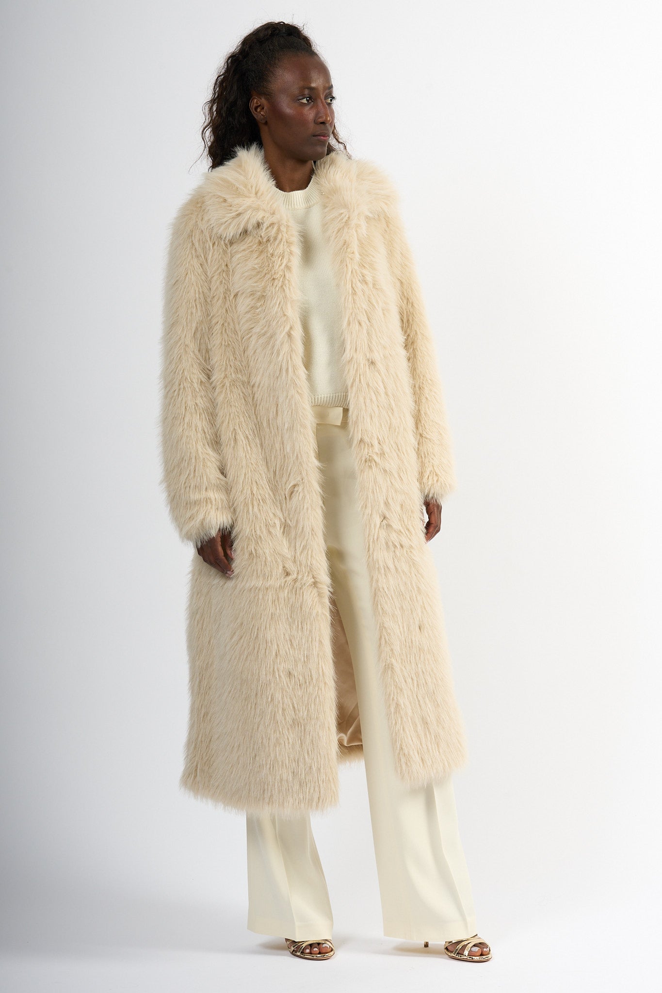 Semicouture Pelliccia Ariana Lunga Bianco Donna-3