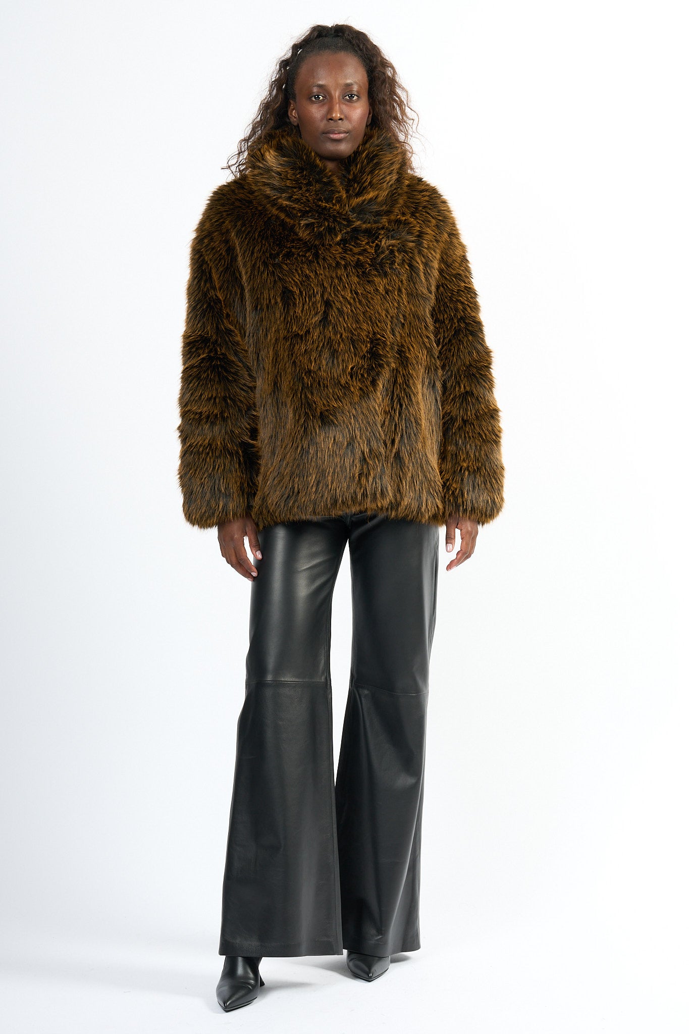 Semicouture Pelliccia Carol Ecologica Marrone Donna-3