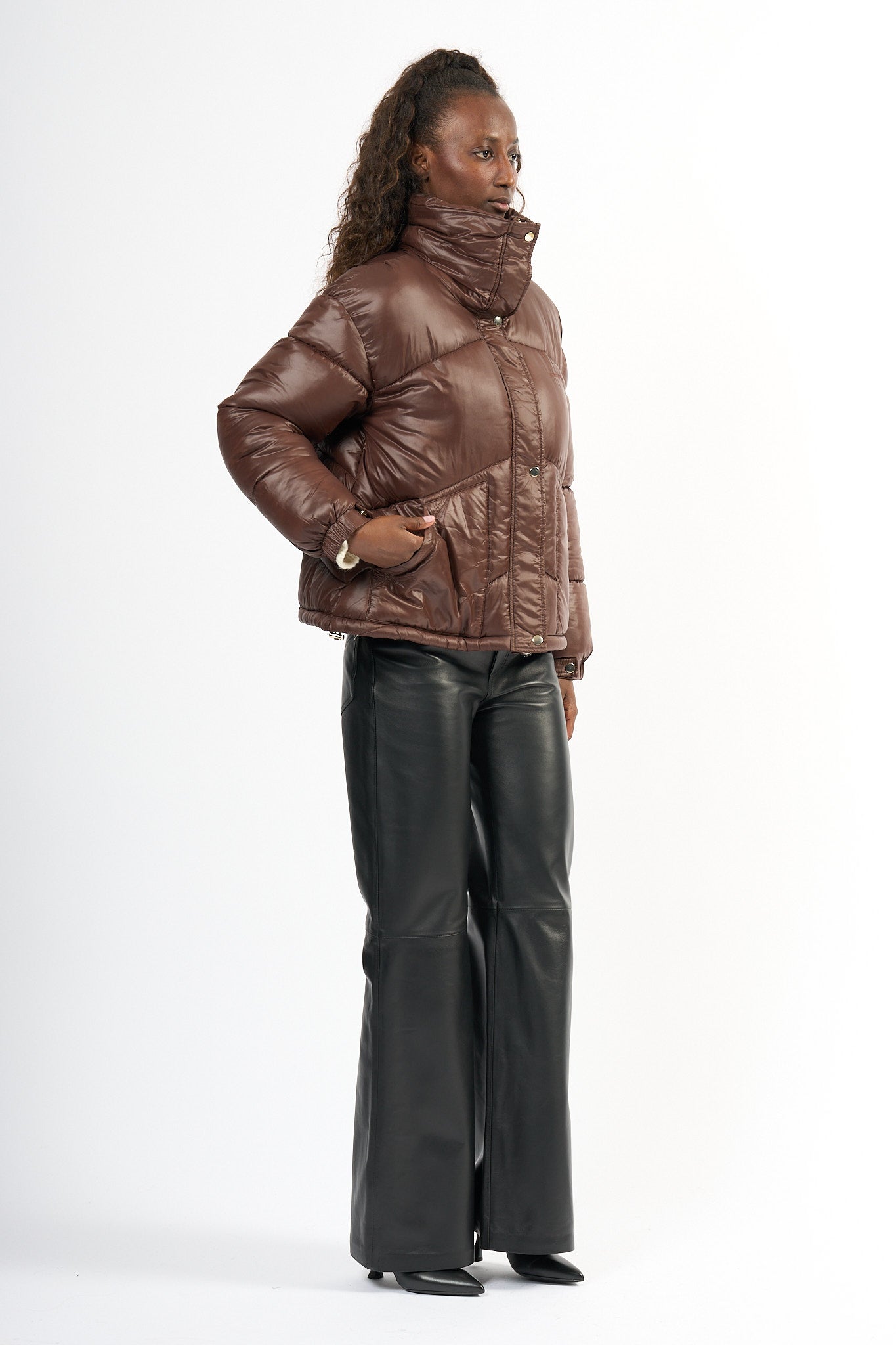 Semicouture Piumino Susana Corto Marrone Donna-3