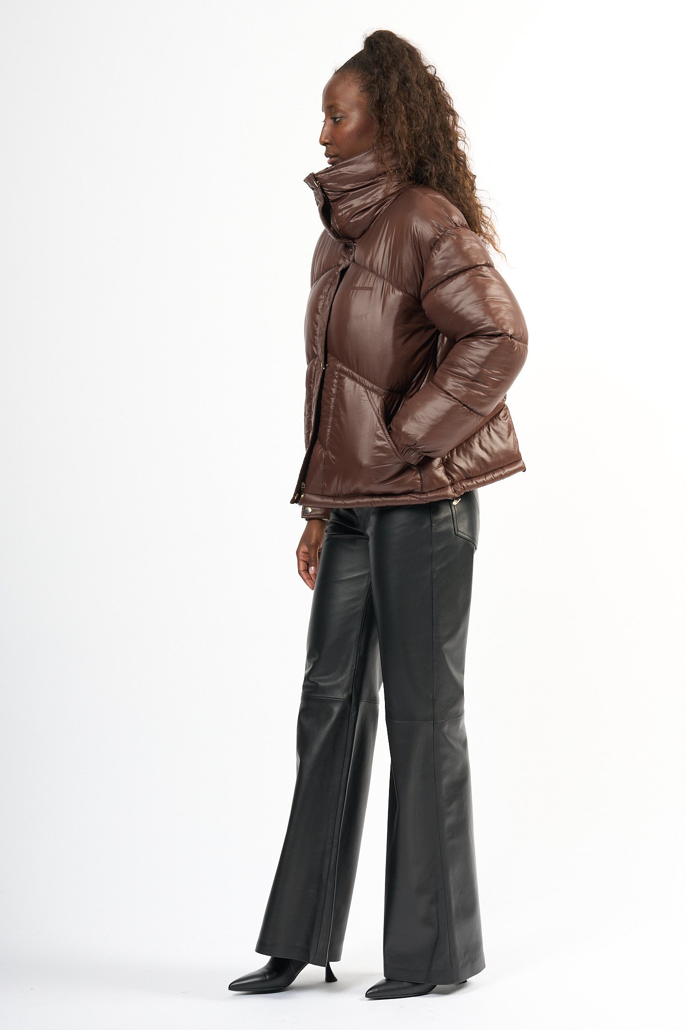 Semicouture Piumino Susana Corto Marrone Donna-10