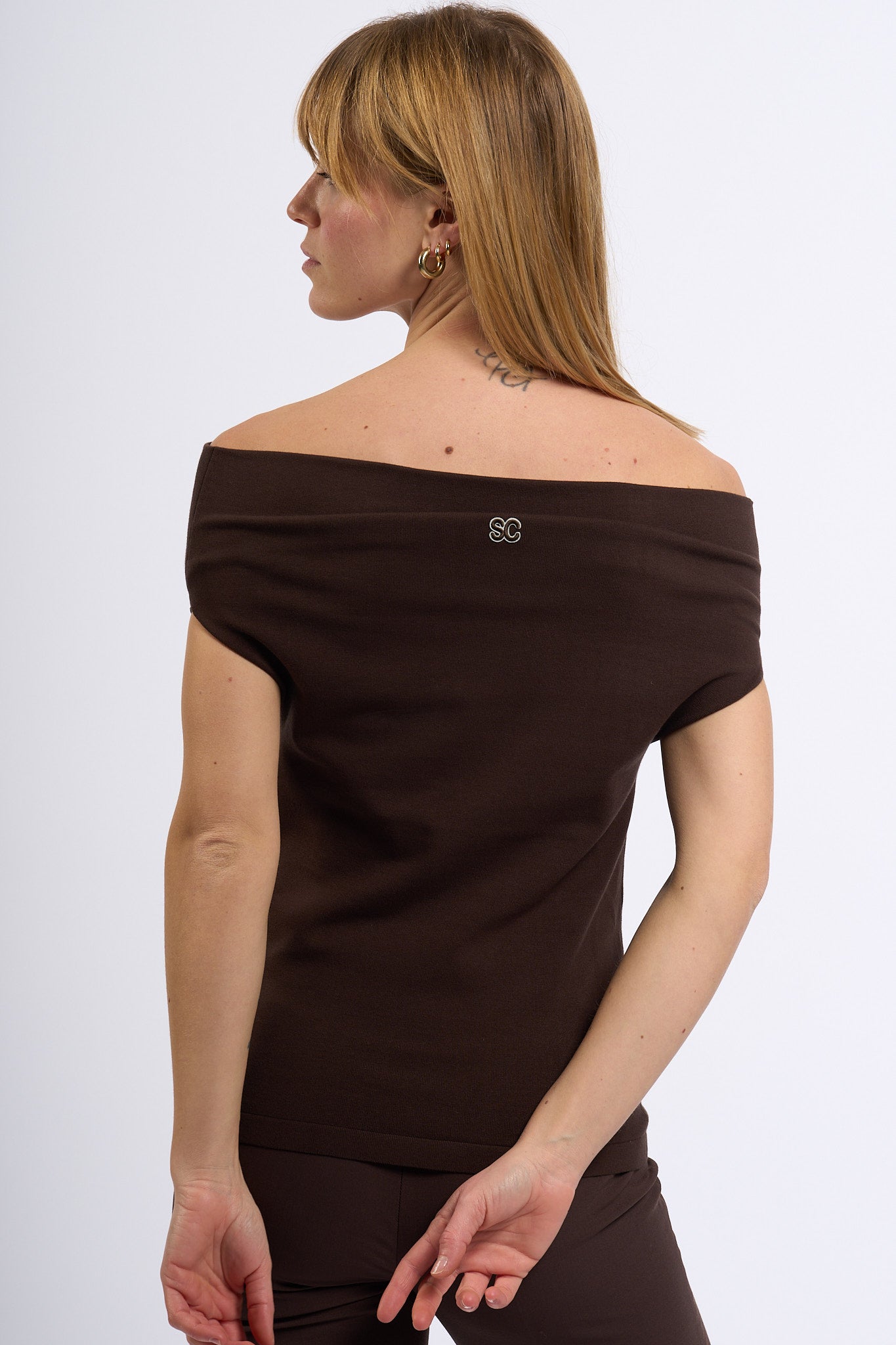Semicouture Top ANGELS in Maglia Cacao Donna-6