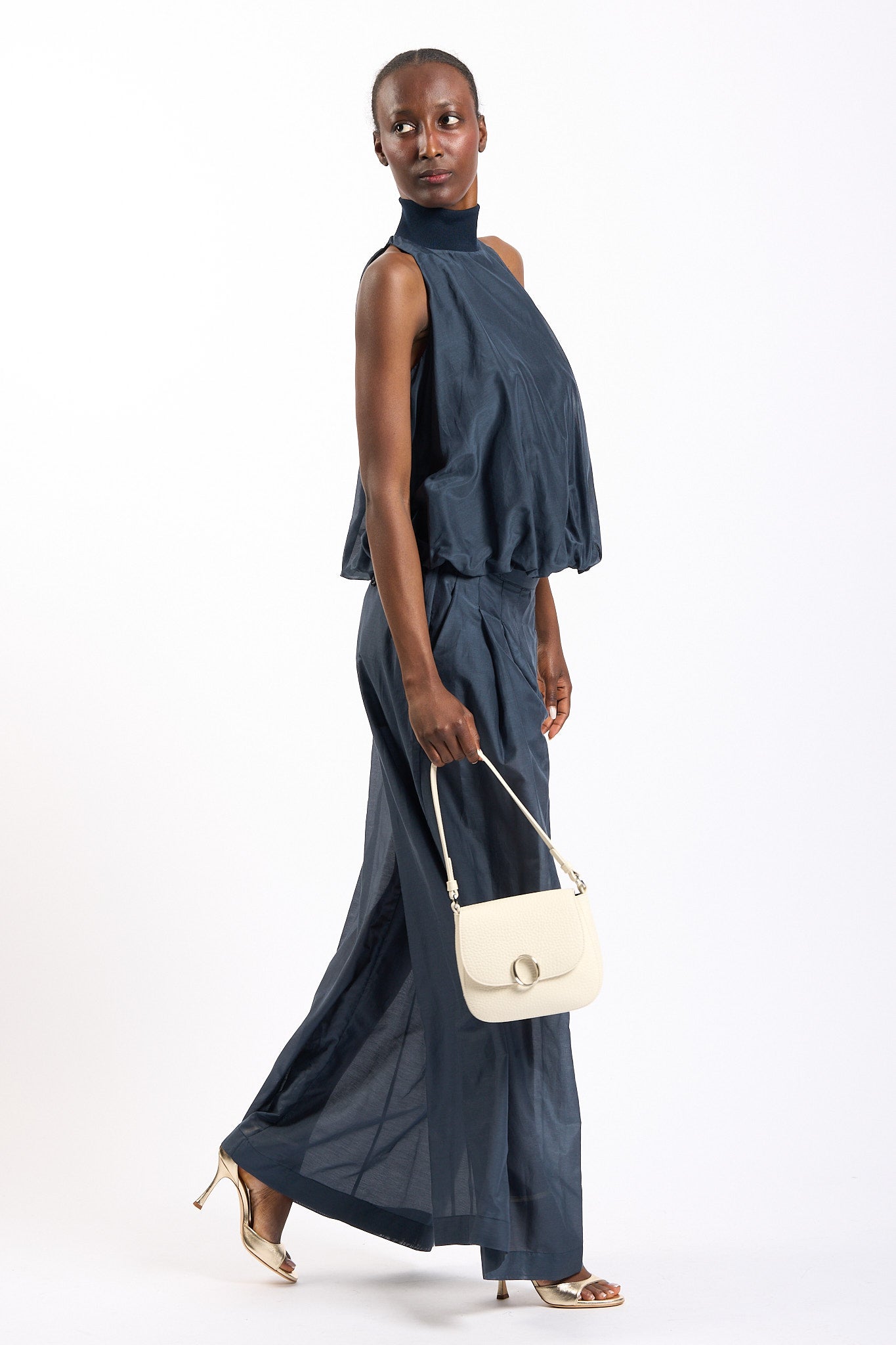 Semicouture Top Noelle Arricciato Blu Donna-3