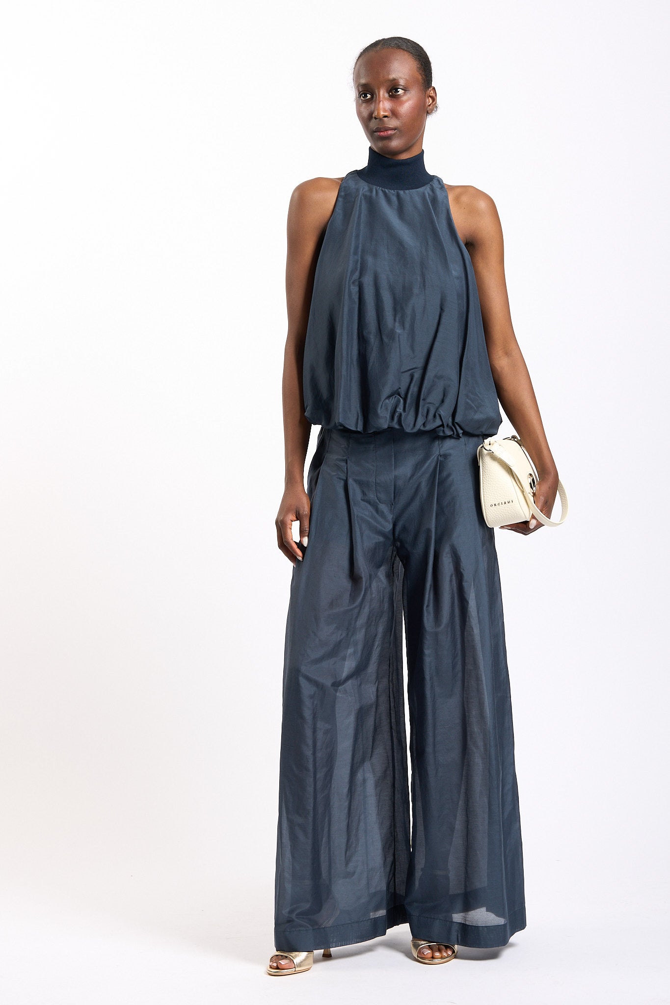 Semicouture Top Noelle Arricciato Blu Donna-6