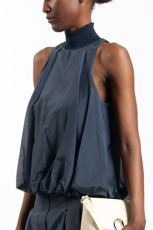 Semicouture Top Noelle Arricciato Blu Donna-2