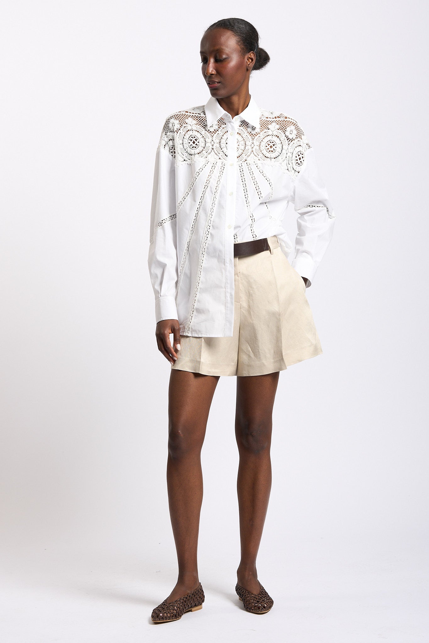 Semicouture Camicia Jessika Pizzo Bianco Donna-3
