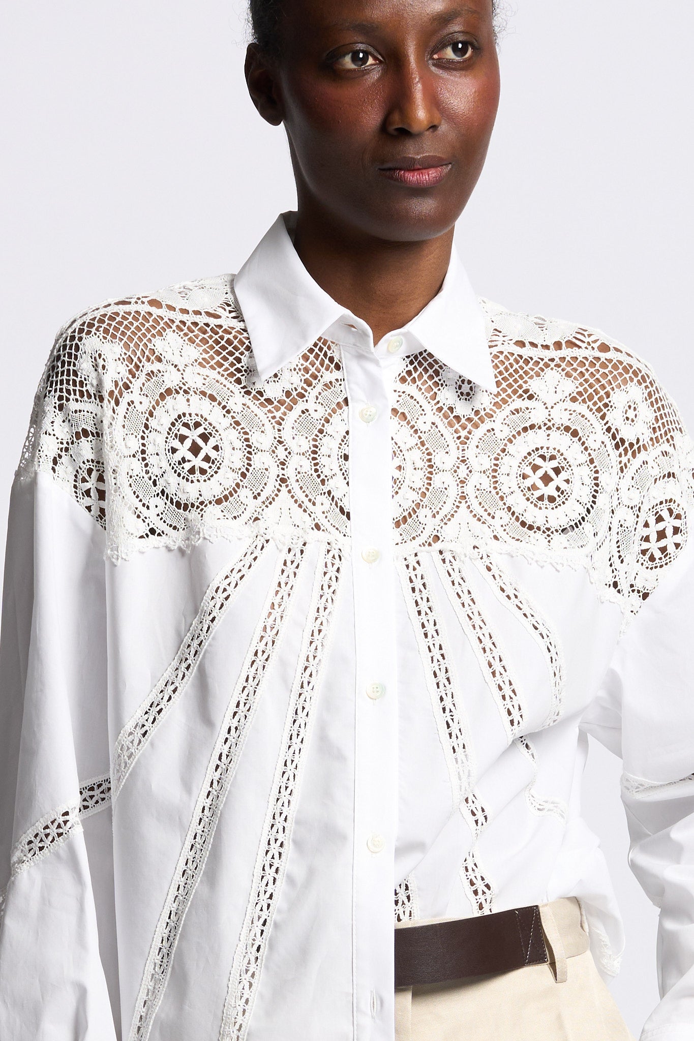 Semicouture Camicia Jessika Pizzo Bianco Donna-7