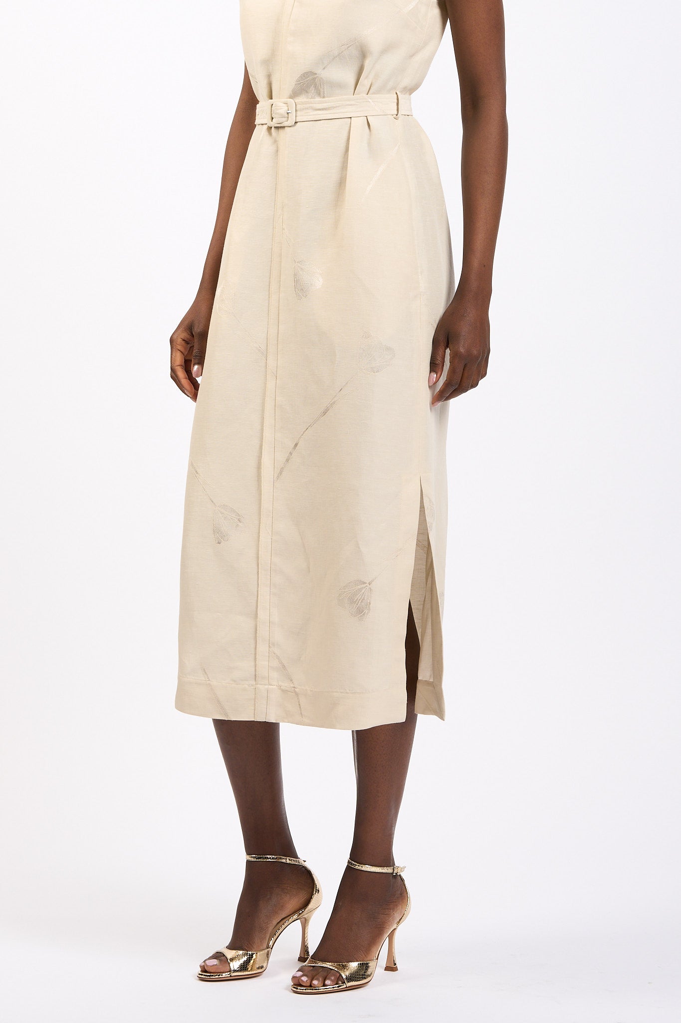 Slowear Abito Linda con Fiore Champagne Donna-5