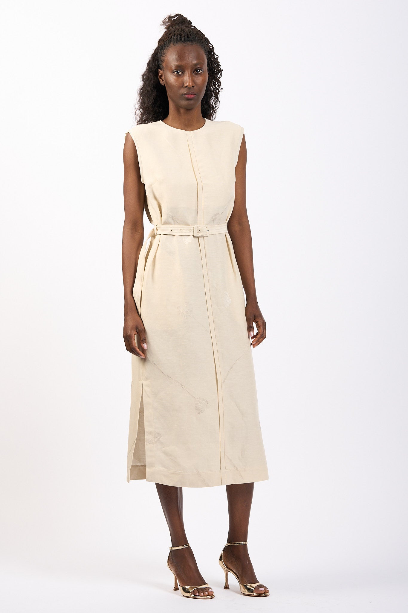 Slowear Abito Linda con Fiore Champagne Donna-7