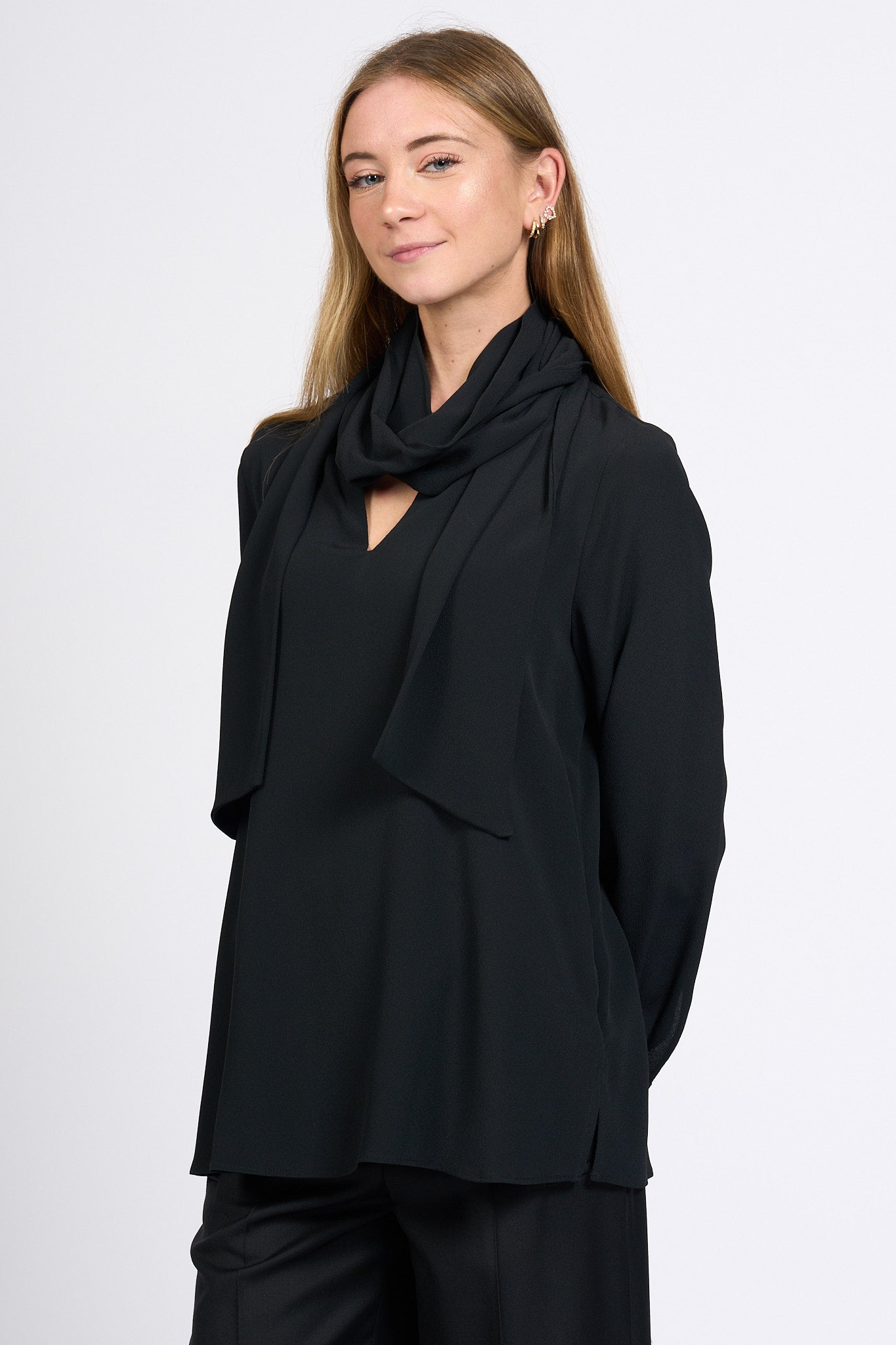 Slowear Camicia Angel Sciarpina Nero Donna-3