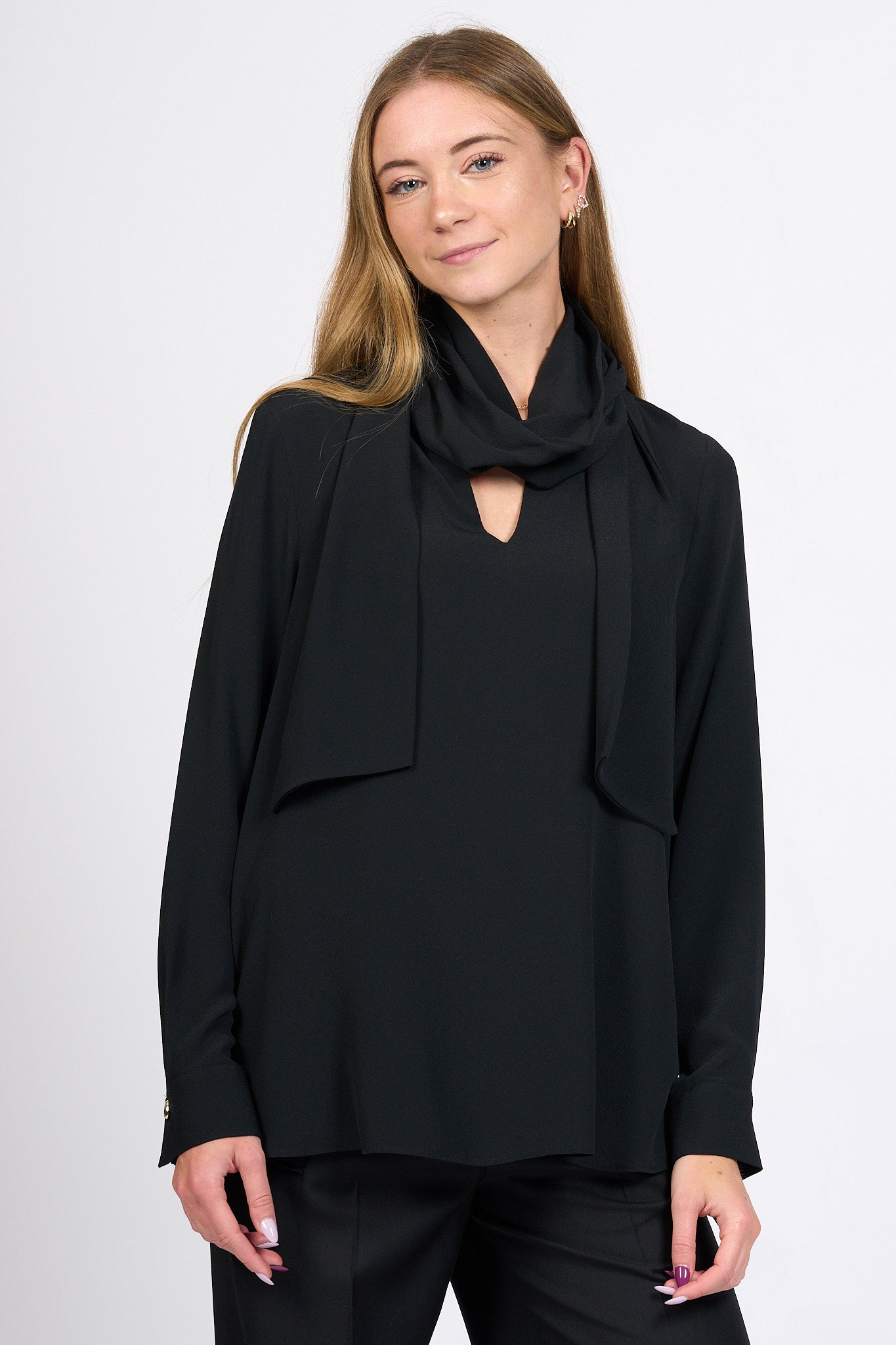 Slowear Camicia Angel Sciarpina Nero Donna-4