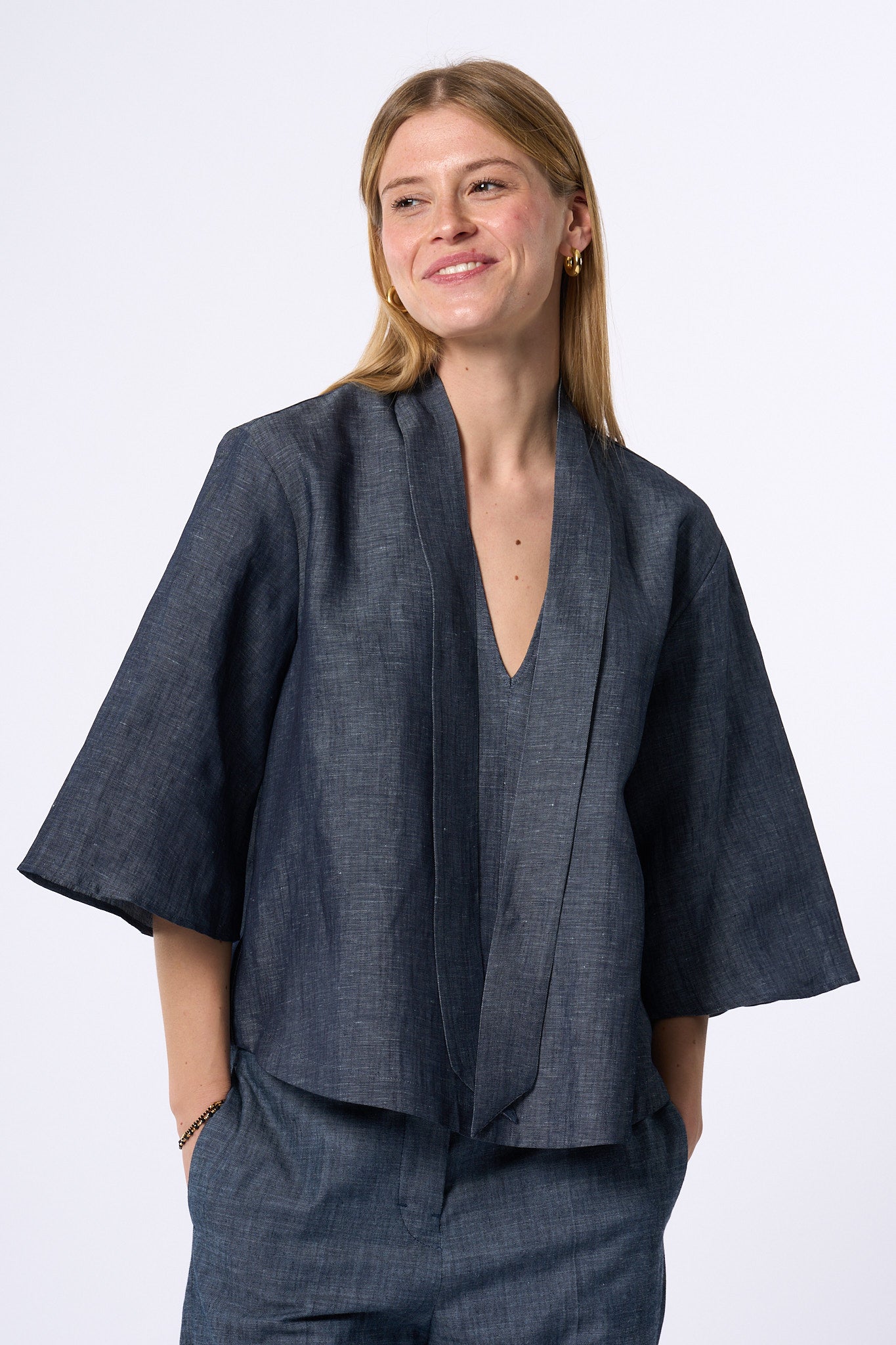 Slowear Casacca Dora In Lino Denim Donna-4