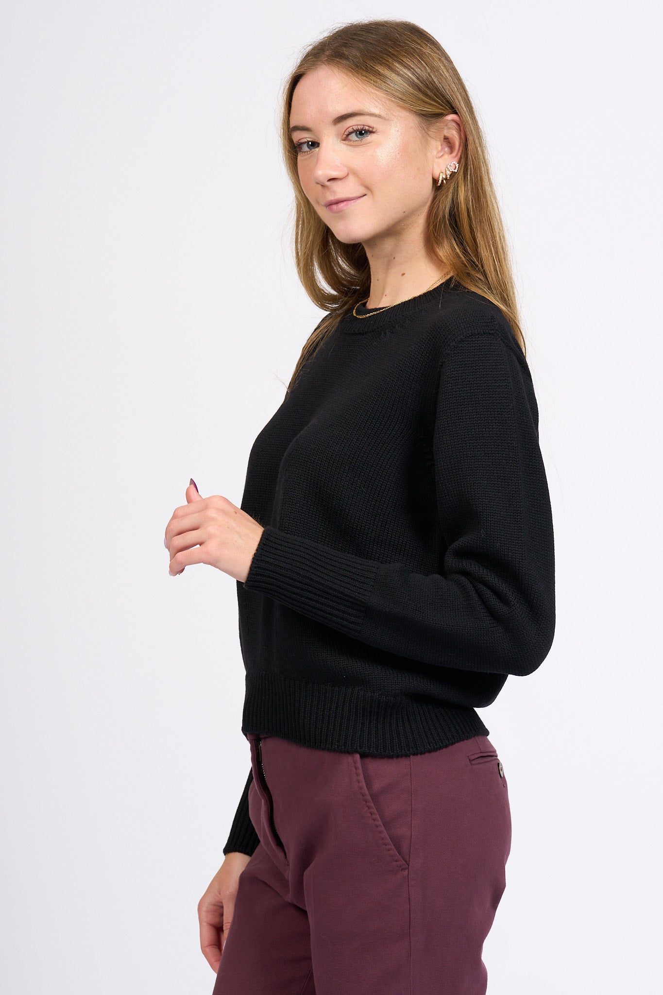 Slowear Maglia Girocollo Merinos Nero Donna-5