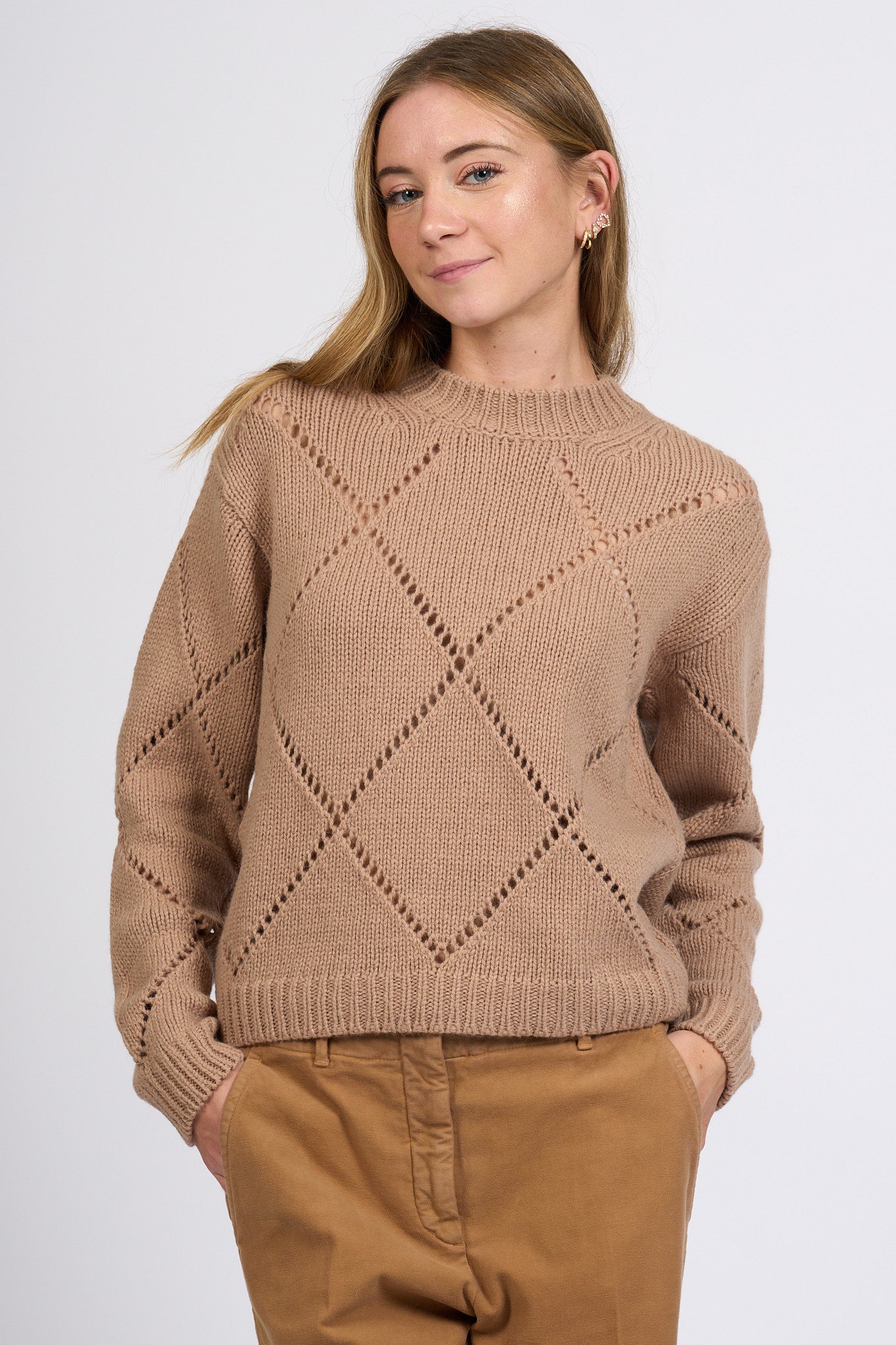 Slowear Maglia Rombi Marrone chiaro Donna-4