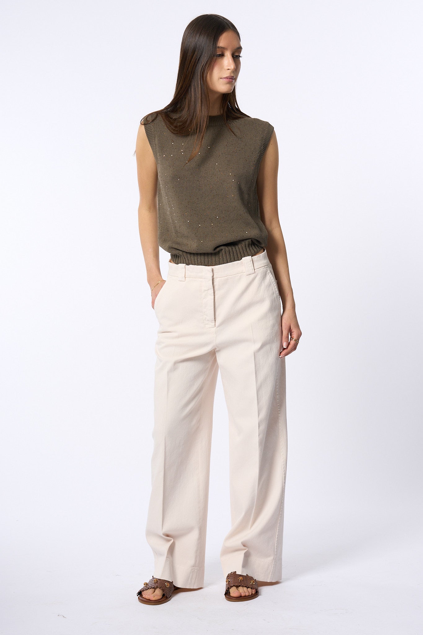 Slowear Pantalone Elys Tasche A Toppa Avorio Donna-7