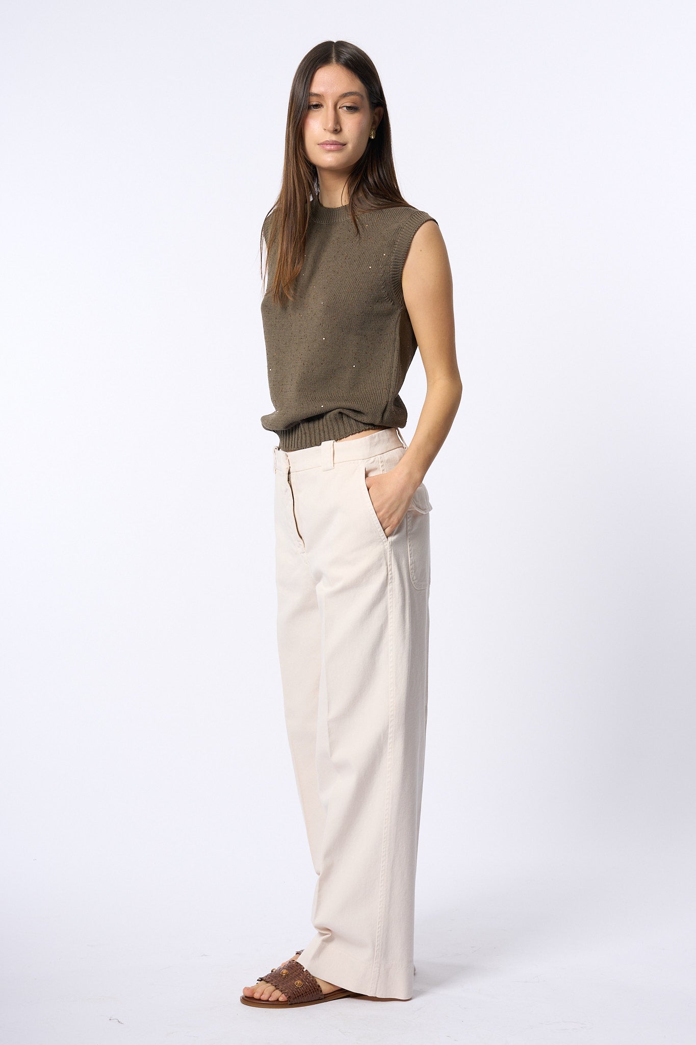 Slowear Pantalone Elys Tasche A Toppa Avorio Donna-3