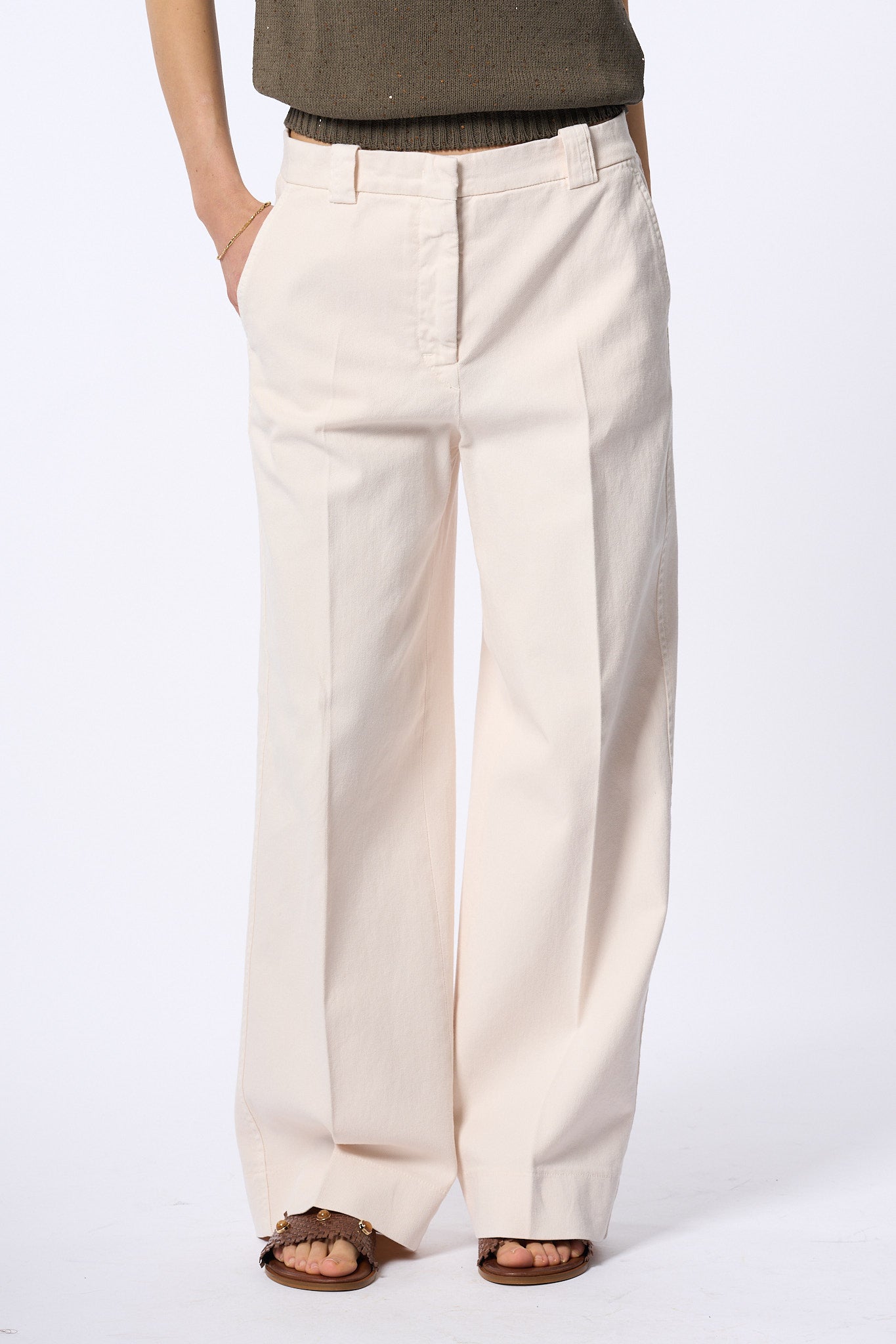 Slowear Pantalone Elys Tasche A Toppa Avorio Donna-4