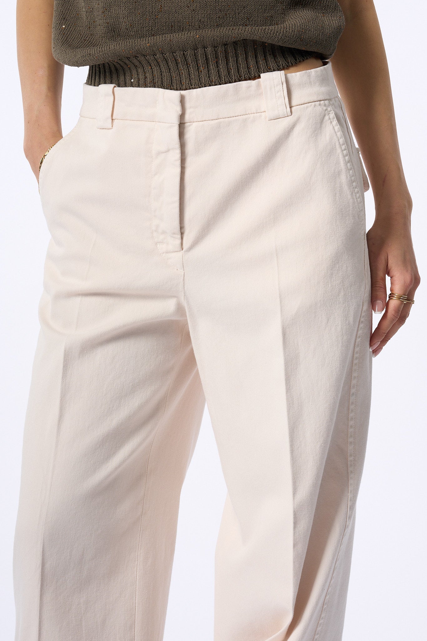 Slowear Pantalone Elys Tasche A Toppa Avorio Donna-6