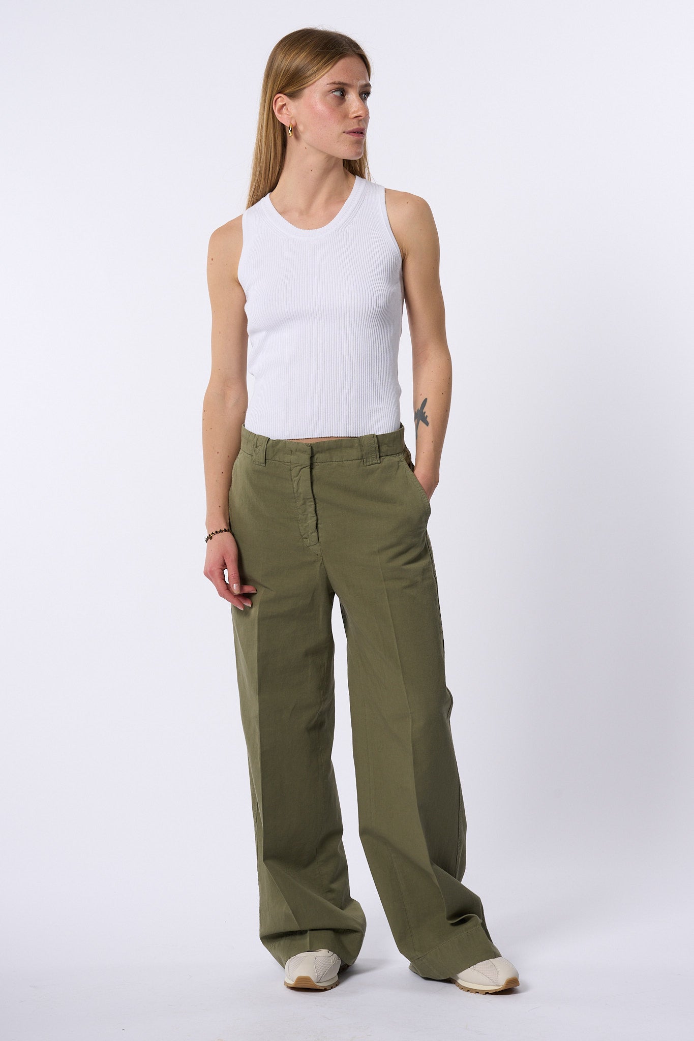 Slowear Pantalone Elys Tasche A Toppa Verde Donna-3