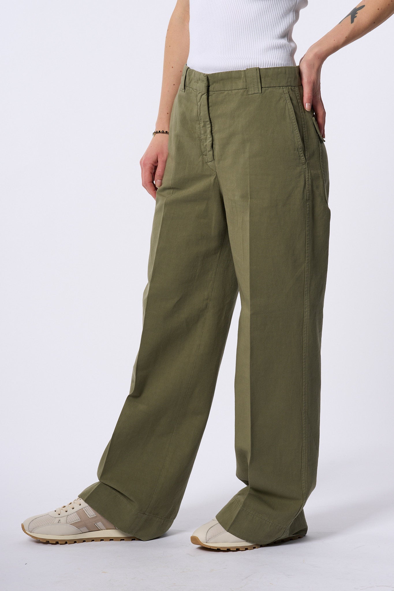 Slowear Pantalone Elys Tasche A Toppa Verde Donna-5