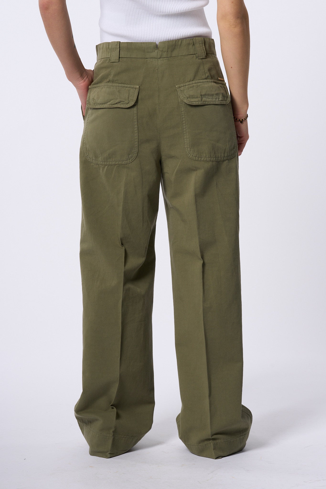 Slowear Pantalone Elys Tasche A Toppa Verde Donna-6