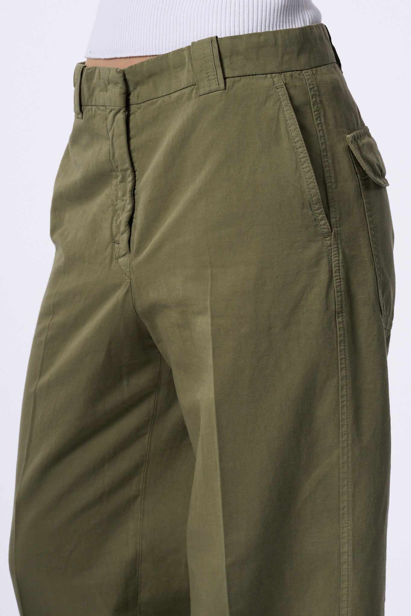 Slowear Pantalone Elys Tasche A Toppa Verde Donna-2