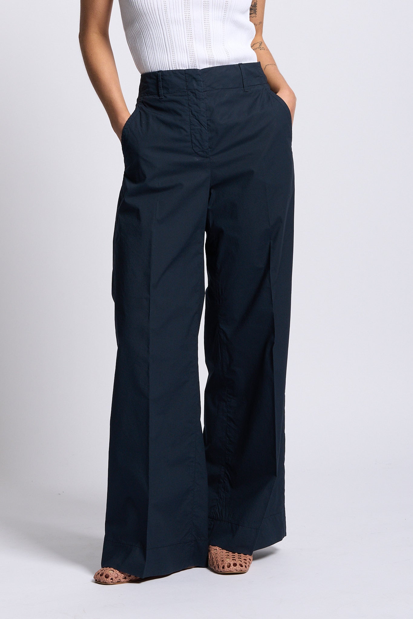 Slowear Pantalone ILYA Popeline Blu Donna-1