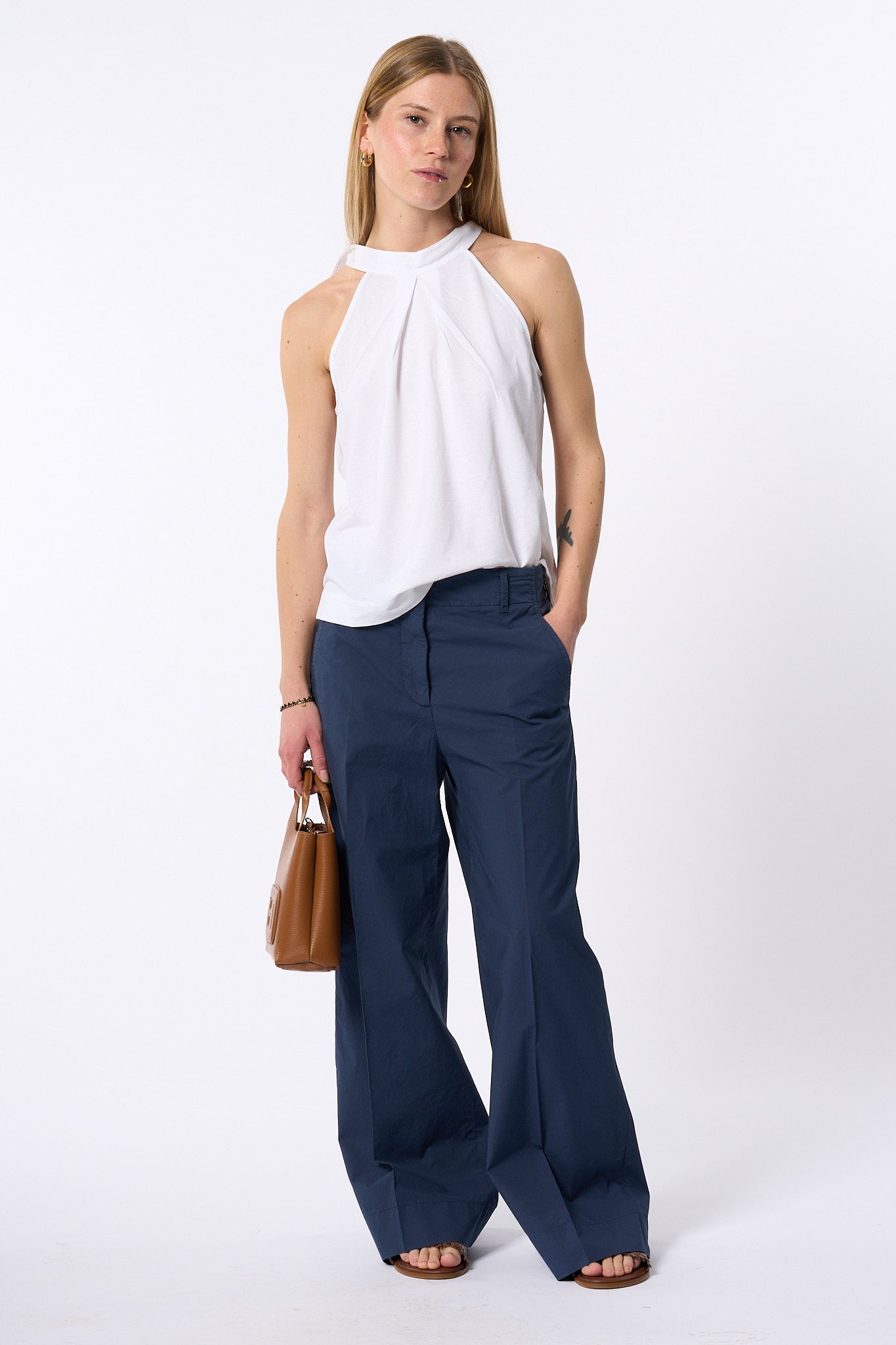 Slowear Pantalone Ilya Gamba Larga Blu Donna-3