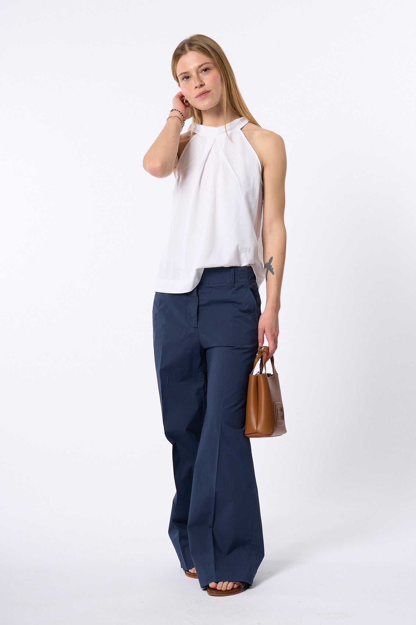 Slowear Pantalone Ilya Gamba Larga Blu Donna-8