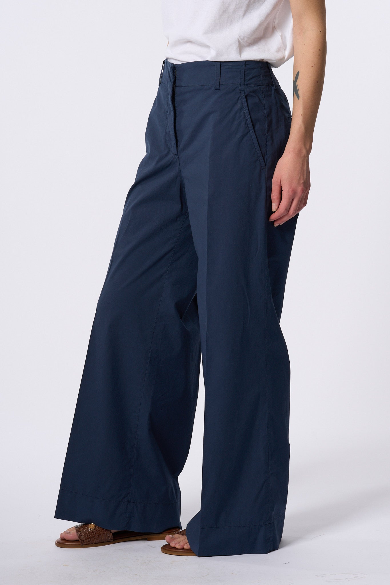 Slowear Pantalone Ilya Gamba Larga Blu Donna-4