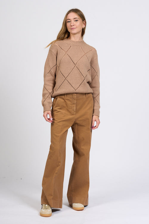 Slowear Pantalone Ilya Largo Cammello Donna-2