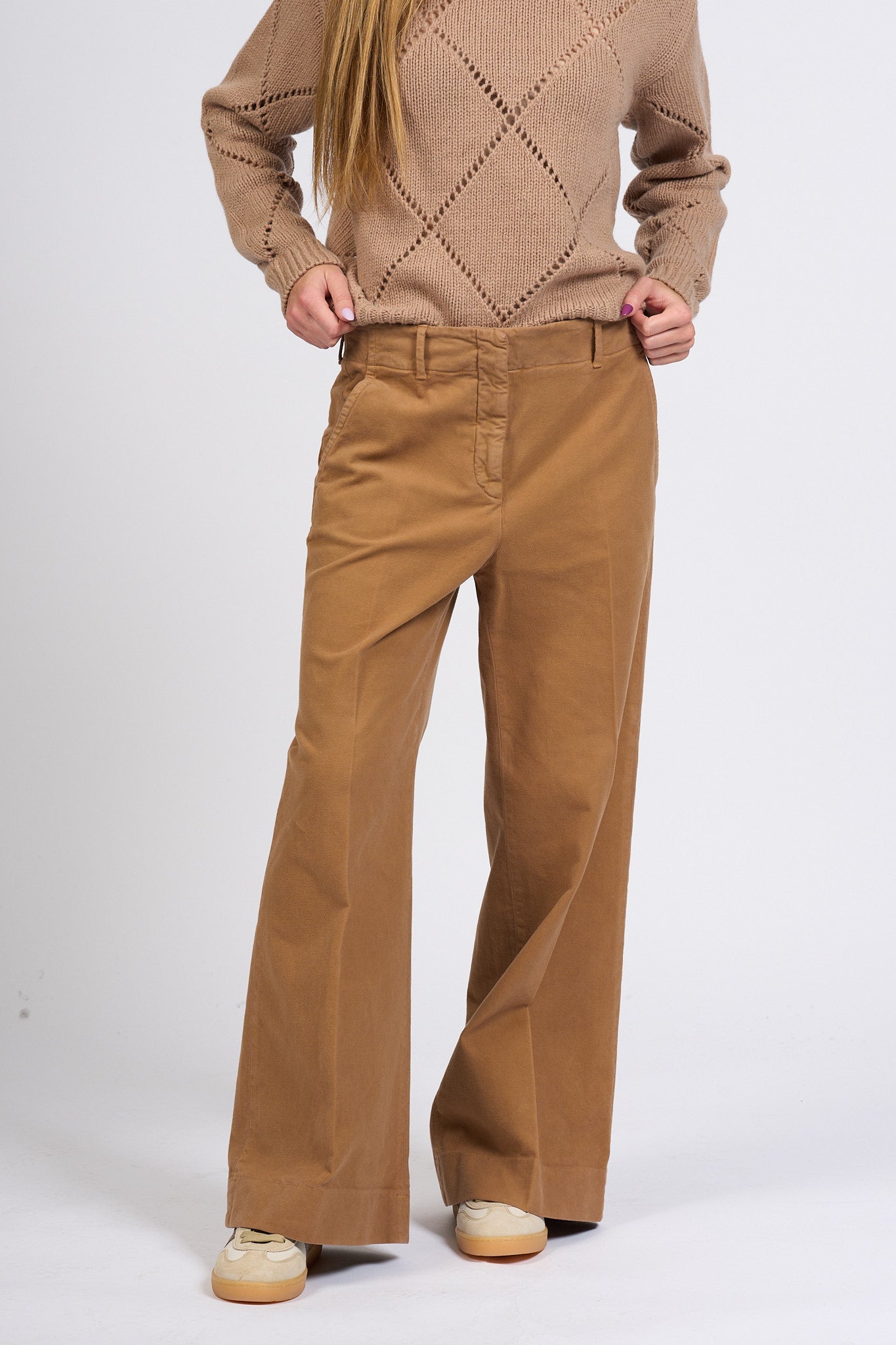 Slowear Pantalone Ilya Largo Cammello Donna-7
