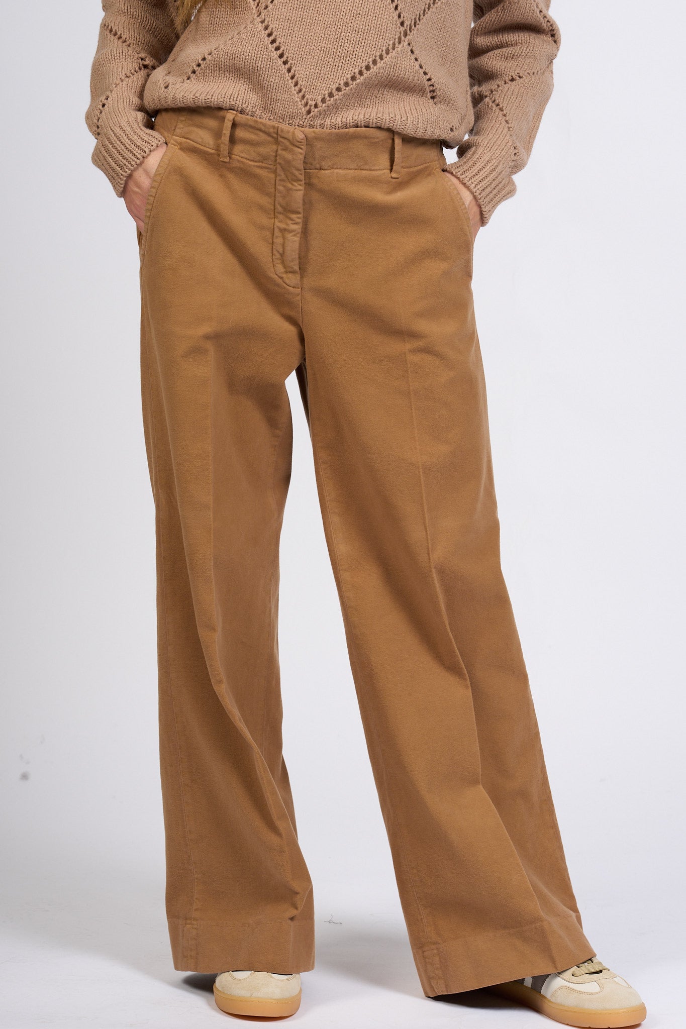 Slowear Pantalone Ilya Largo Cammello Donna-4