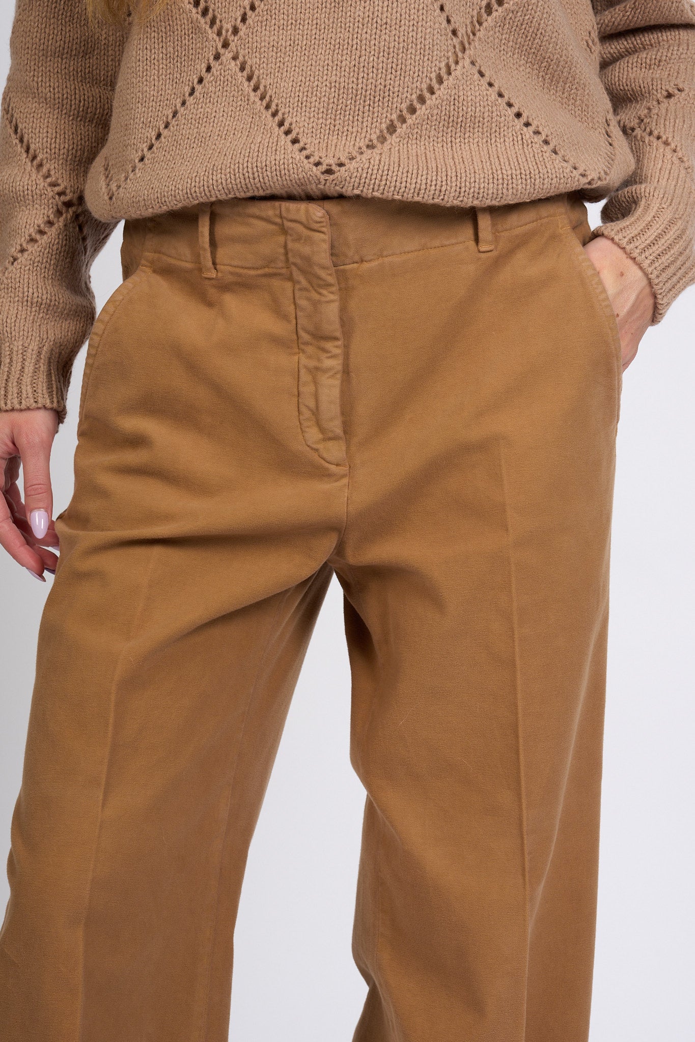 Slowear Pantalone Ilya Largo Cammello Donna-3