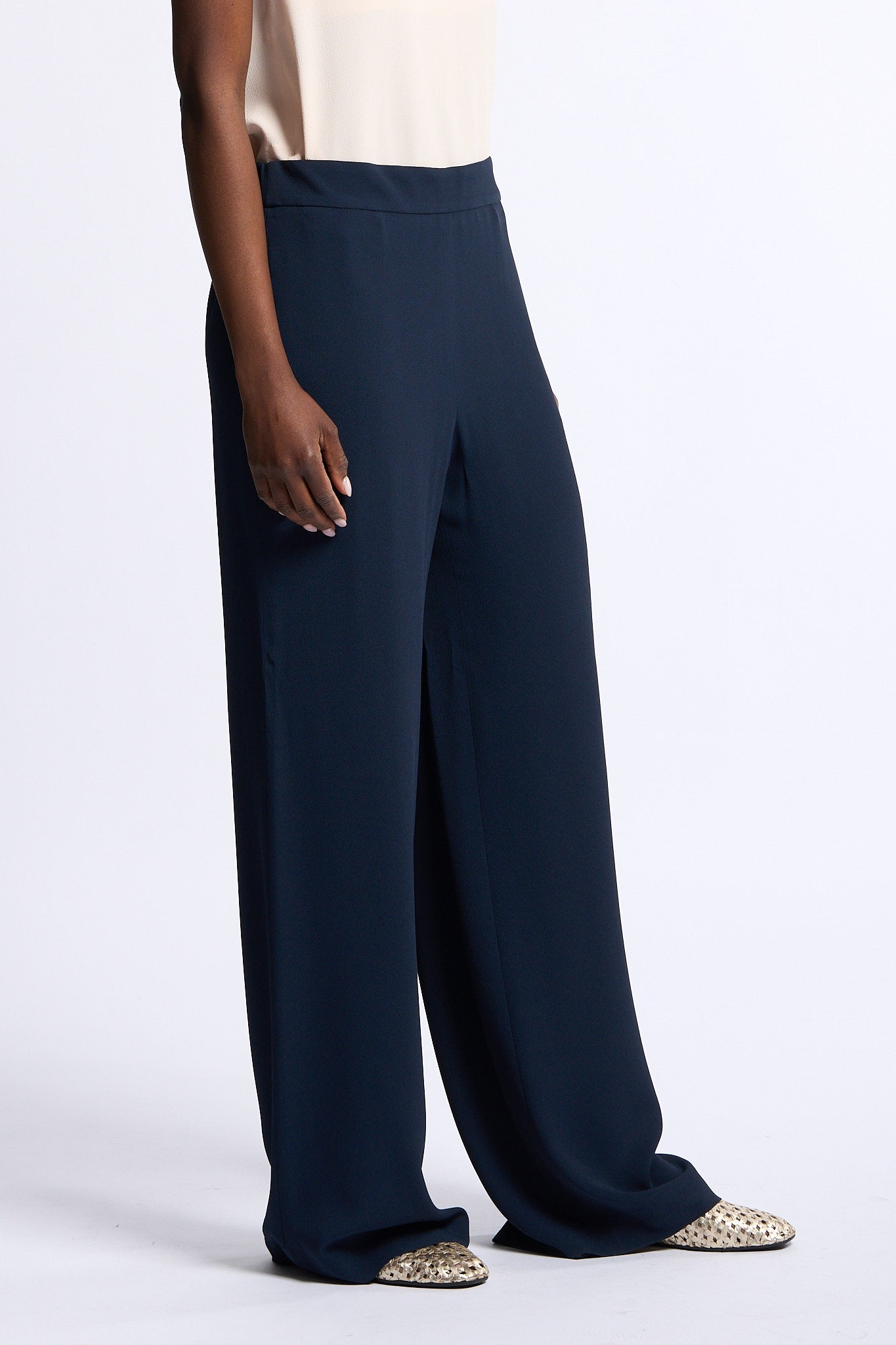 Slowear Pantalone Ivy in Crepe Blu Donna-5