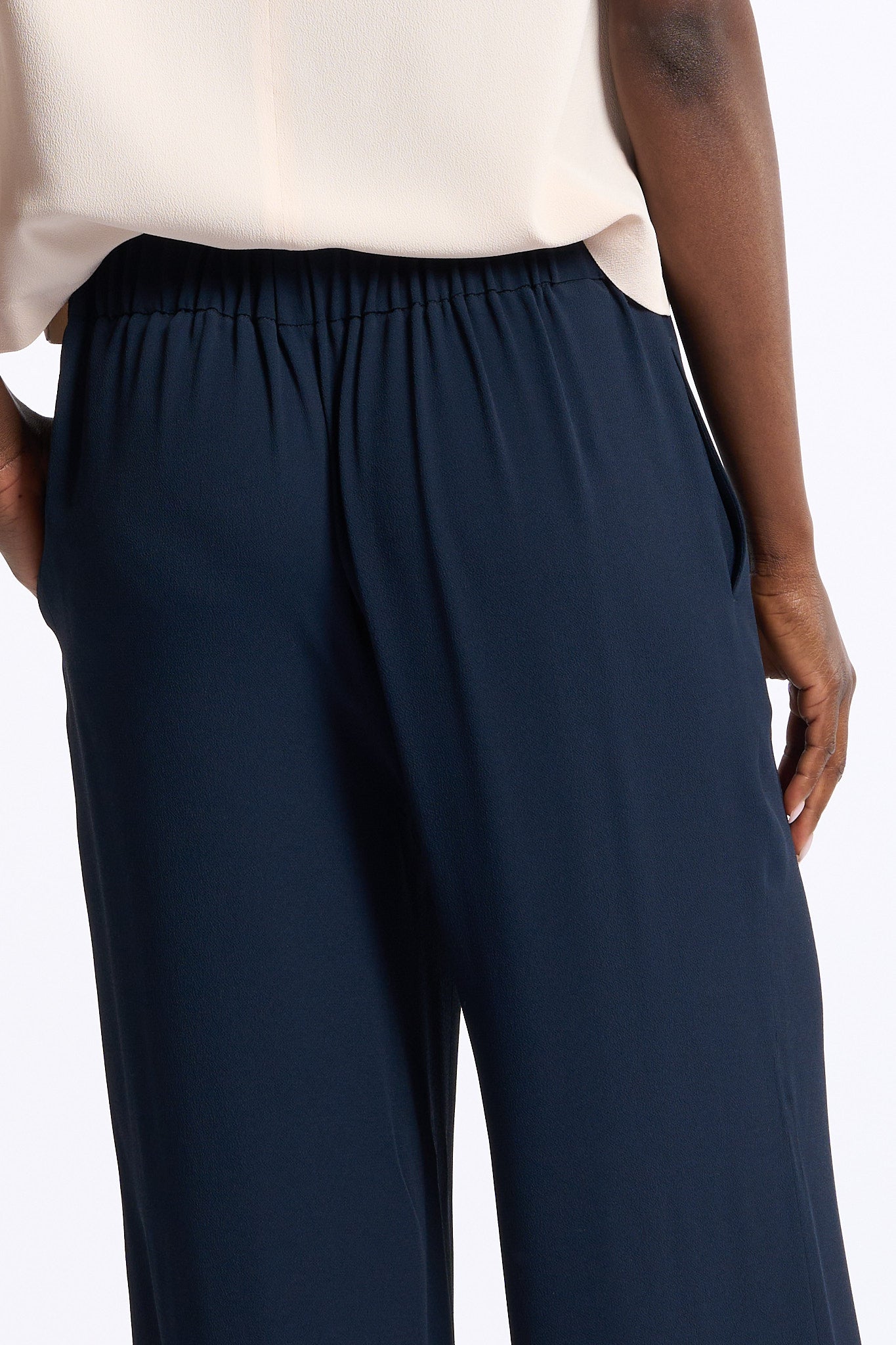 Slowear Pantalone Ivy in Crepe Blu Donna-2