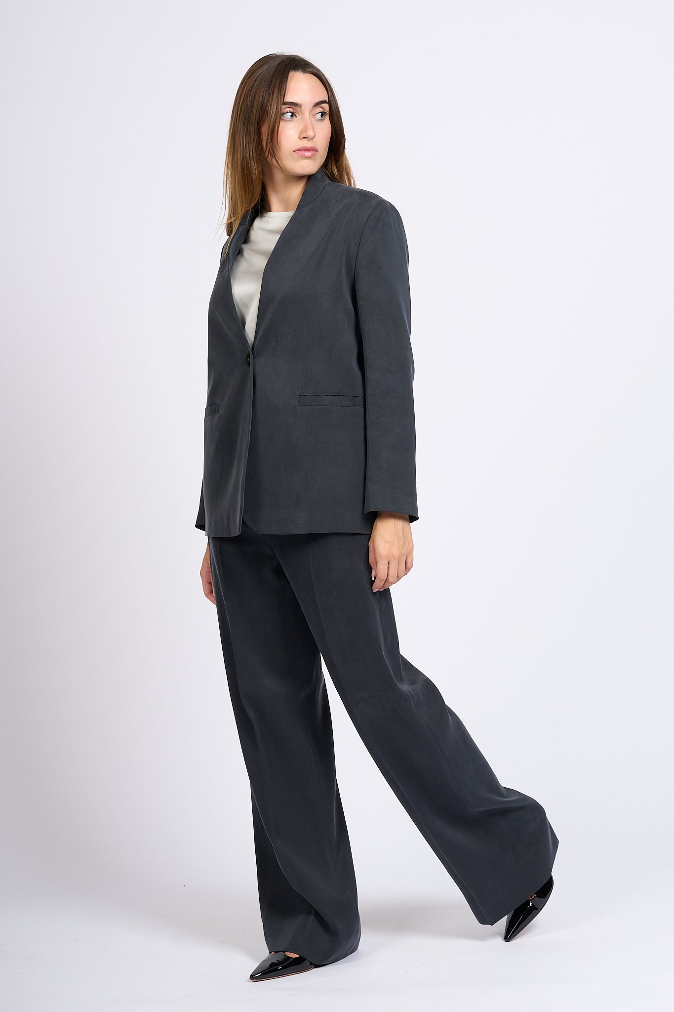 Slowear Pantalone Neera Largo Antracite Donna-3