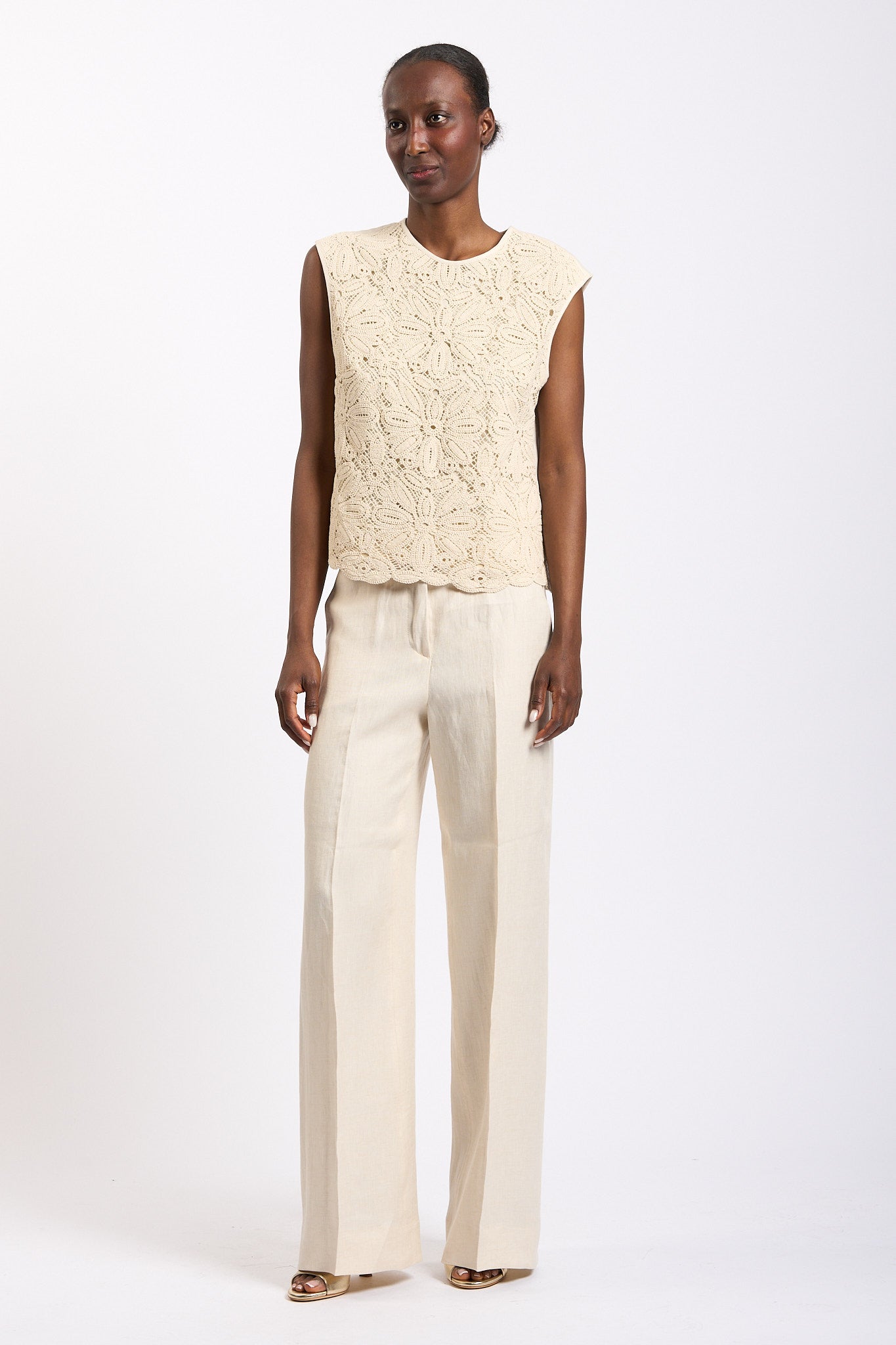 Slowear Pantalone Neera Lino Avorio Donna-7