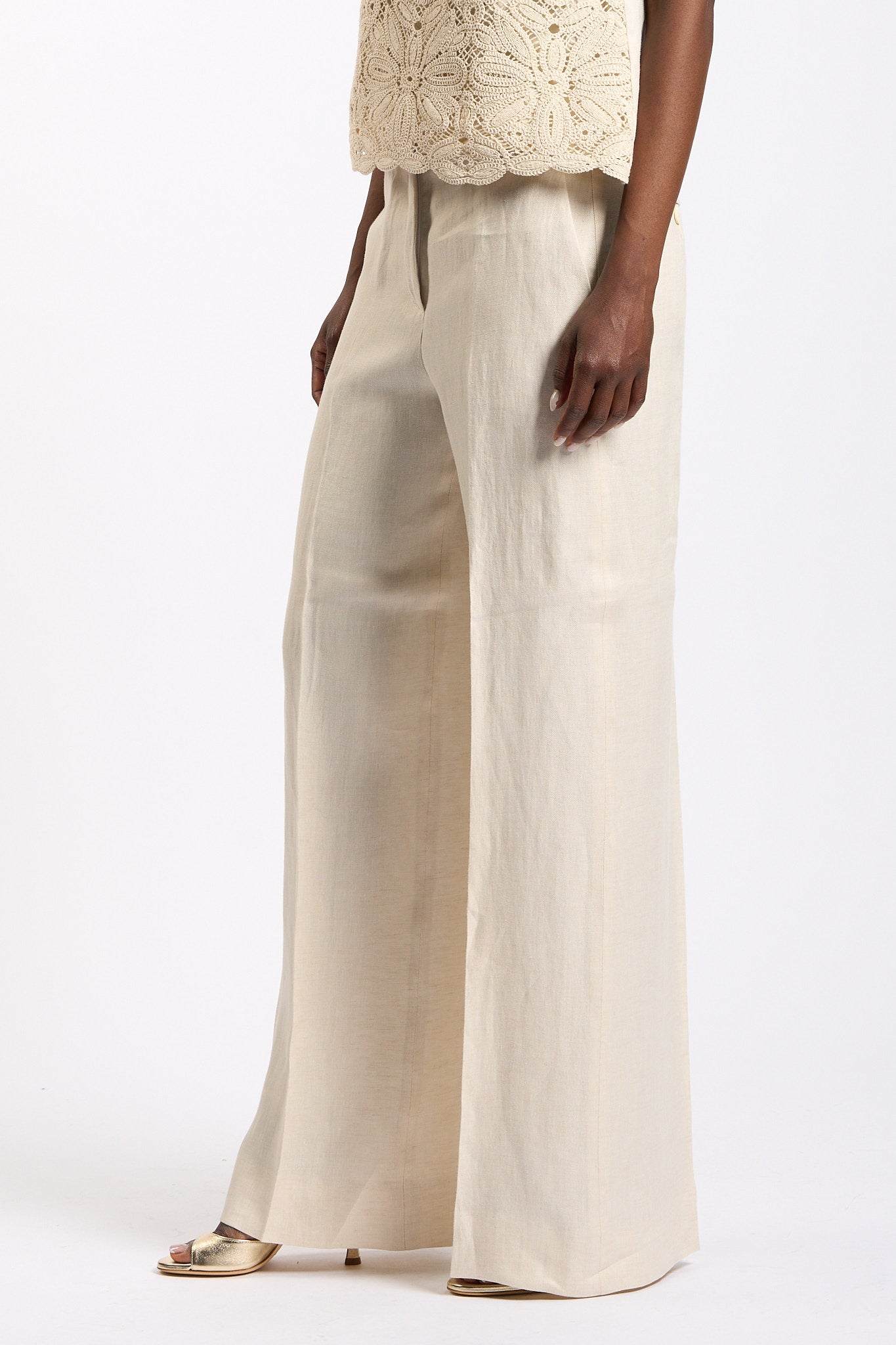 Slowear Pantalone Neera Lino Avorio Donna-4