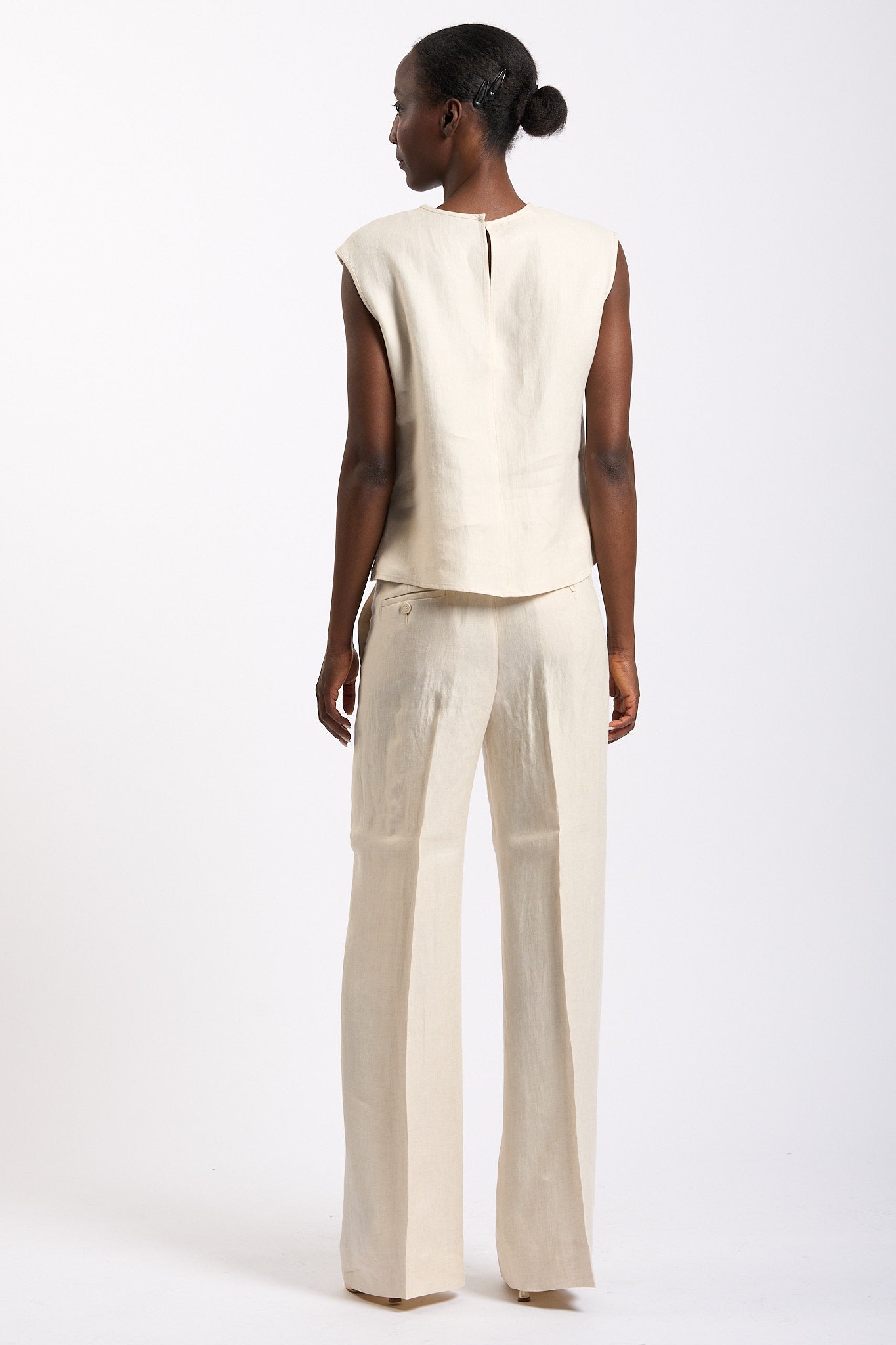 Slowear Pantalone Neera Lino Avorio Donna-5
