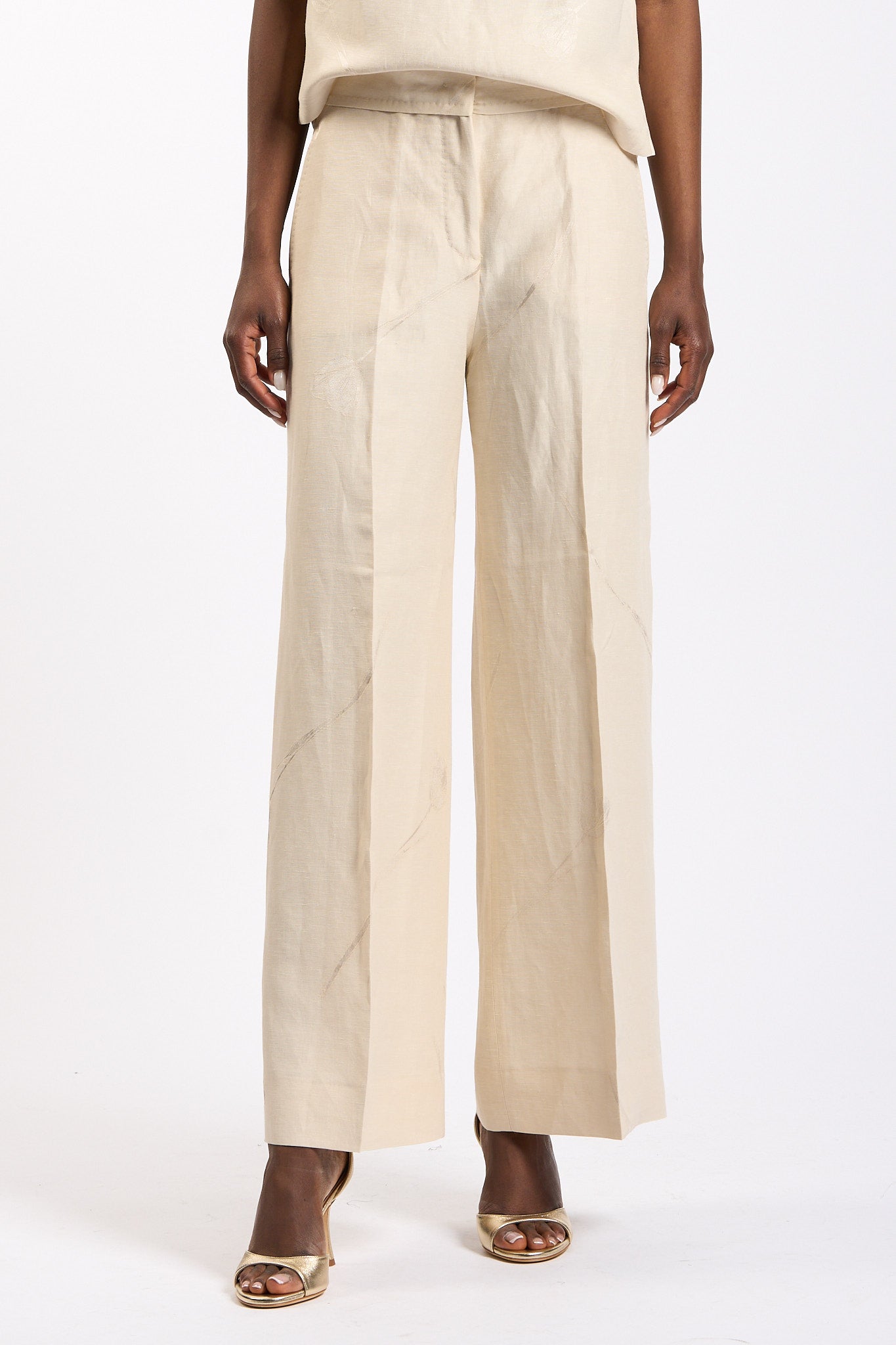 Slowear Pantalone Tina con Fiore Champagne Donna-4