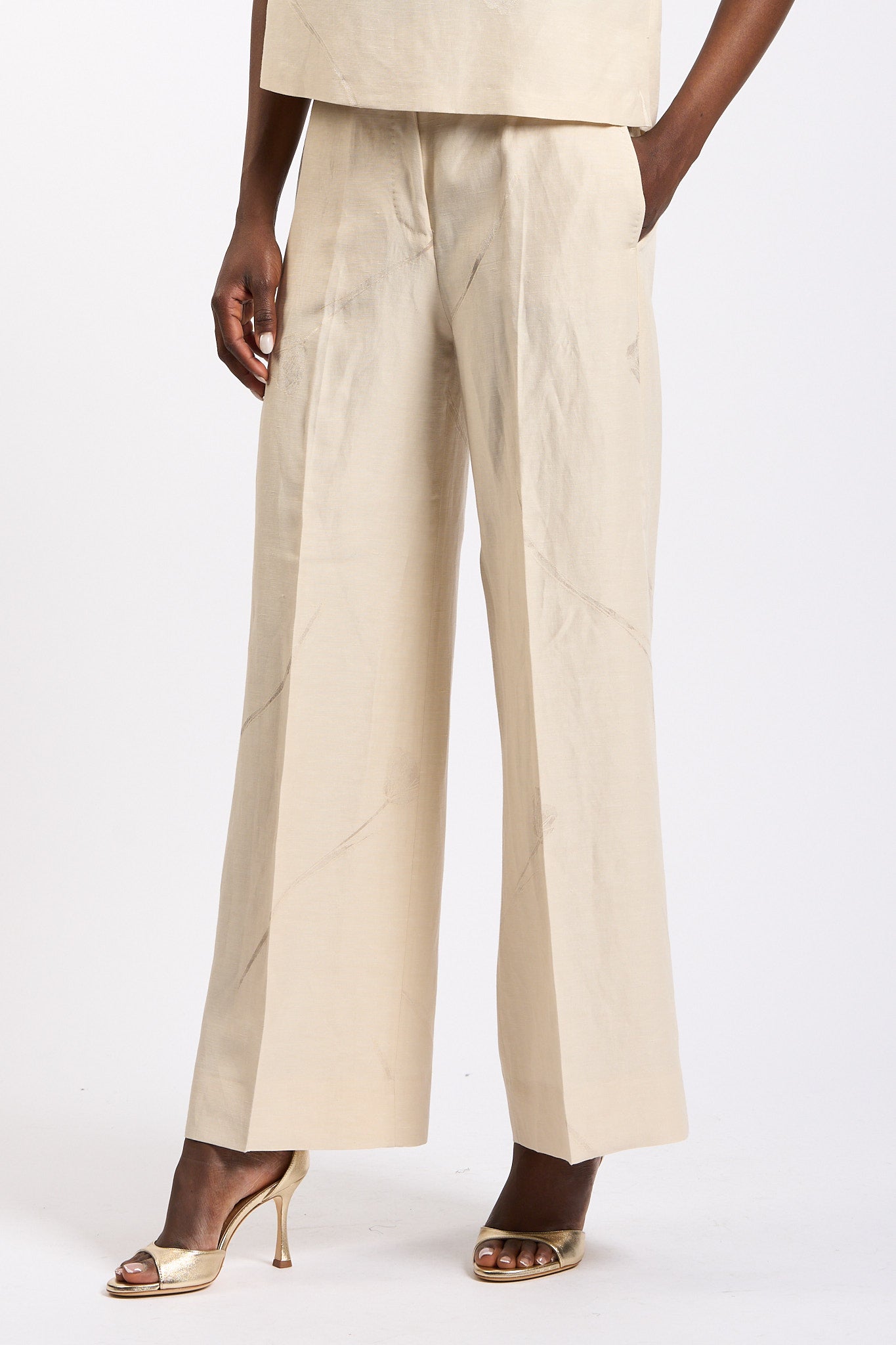 Slowear Pantalone Tina con Fiore Champagne Donna-1